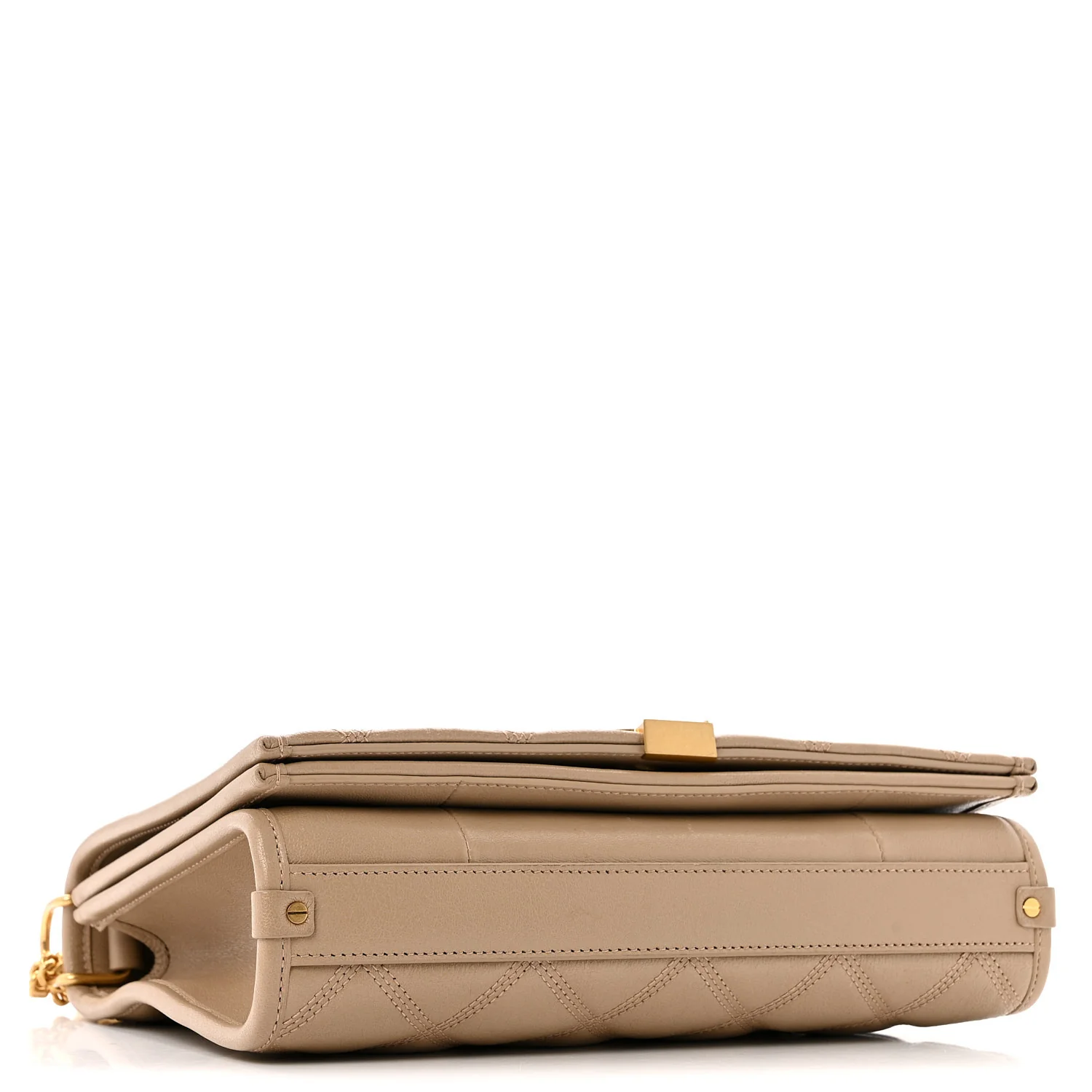 Lambskin Quilted Mini Becky Chain Bag Dark Beige - Top Club