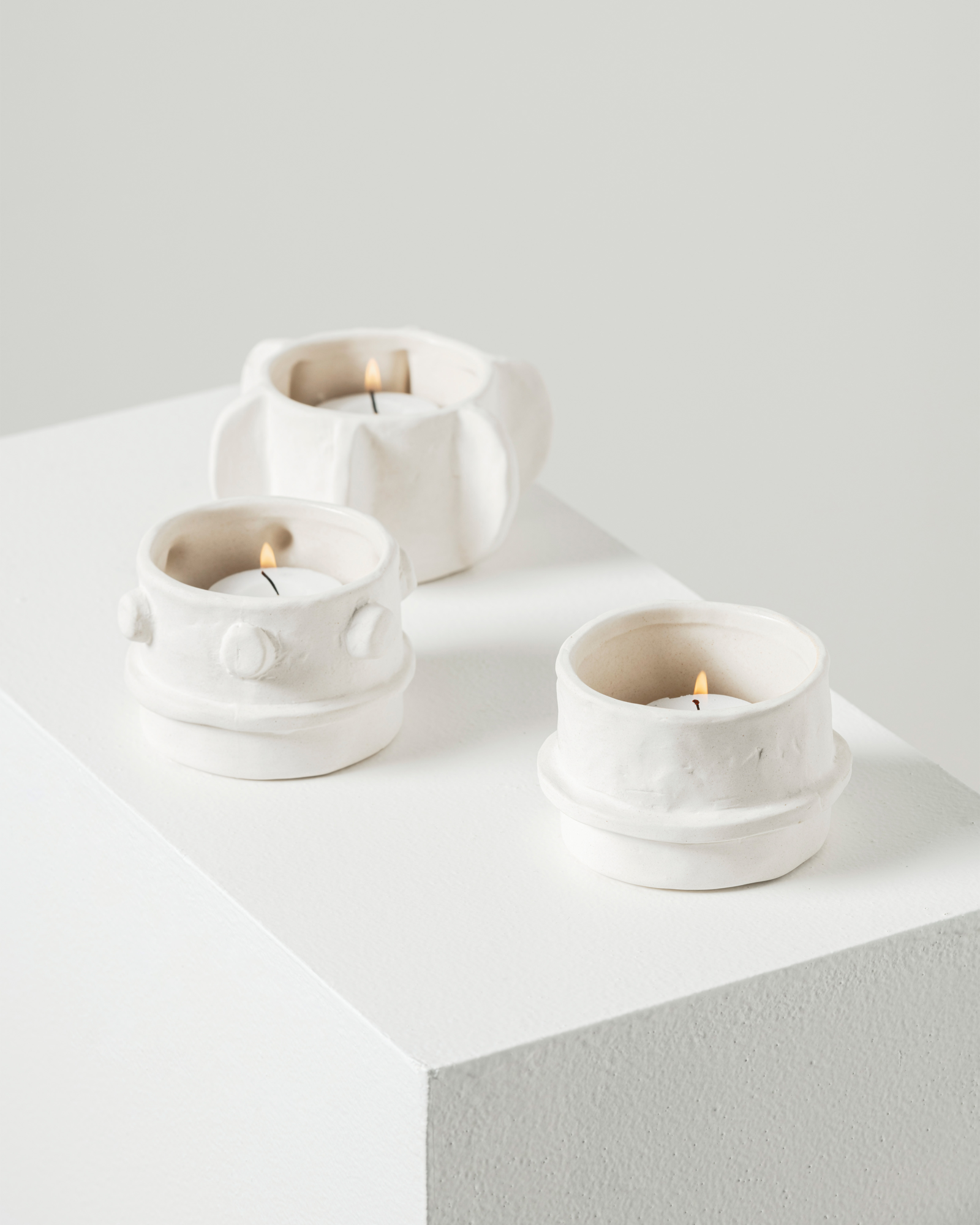 Waxinelichthouder Molly beige - set van 3