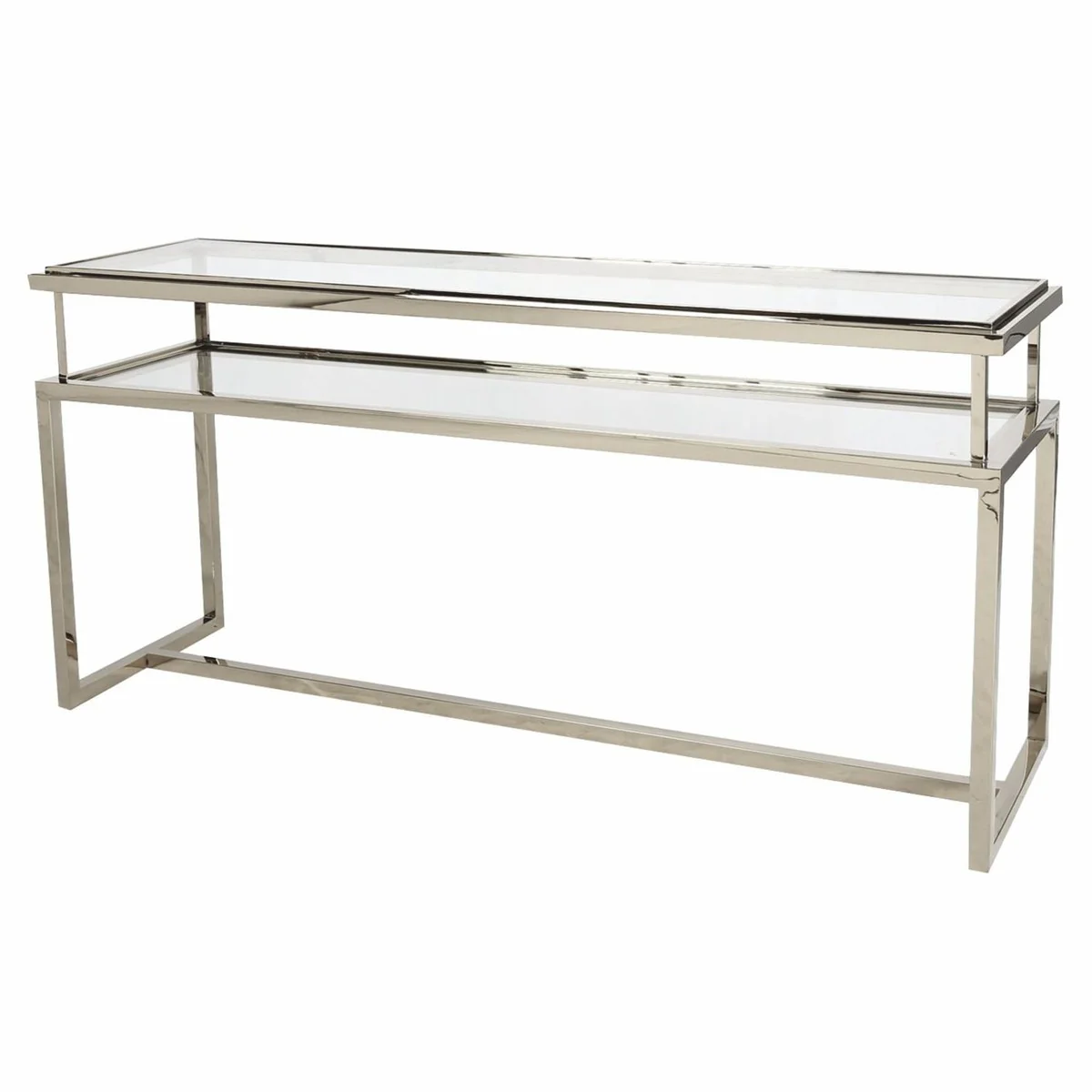 Luxury stainless steel console with glass plates silver 160 cm - Luxury Interior