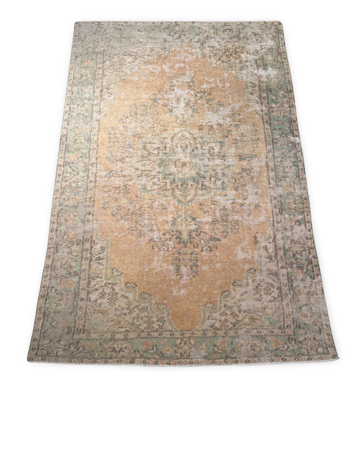 Vloerkleed wol/katoen geel/groen uniek Carpet wol/katoen geel/groen uniek.