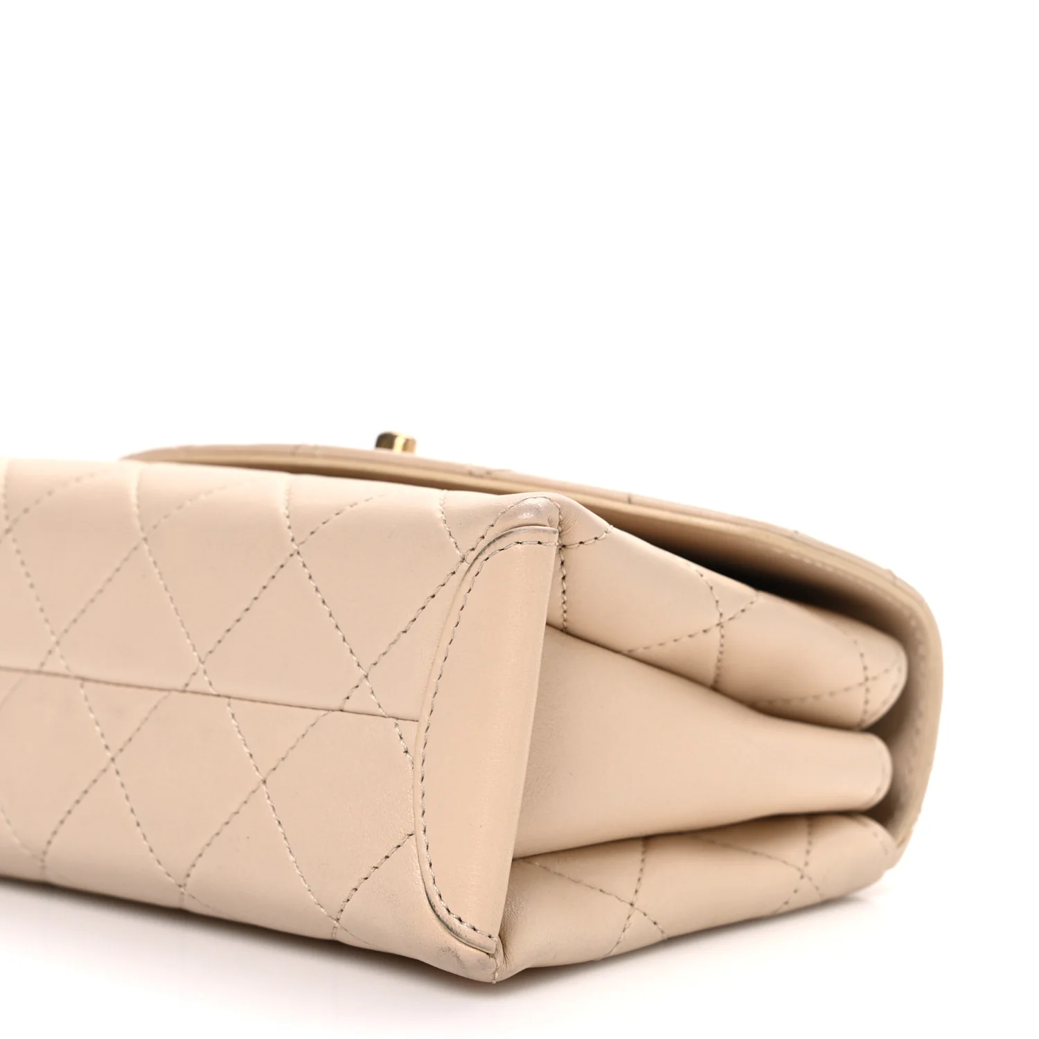 Lambskin Quilted Small Trendy Spirit Top Handle Bag Beige - Top Club