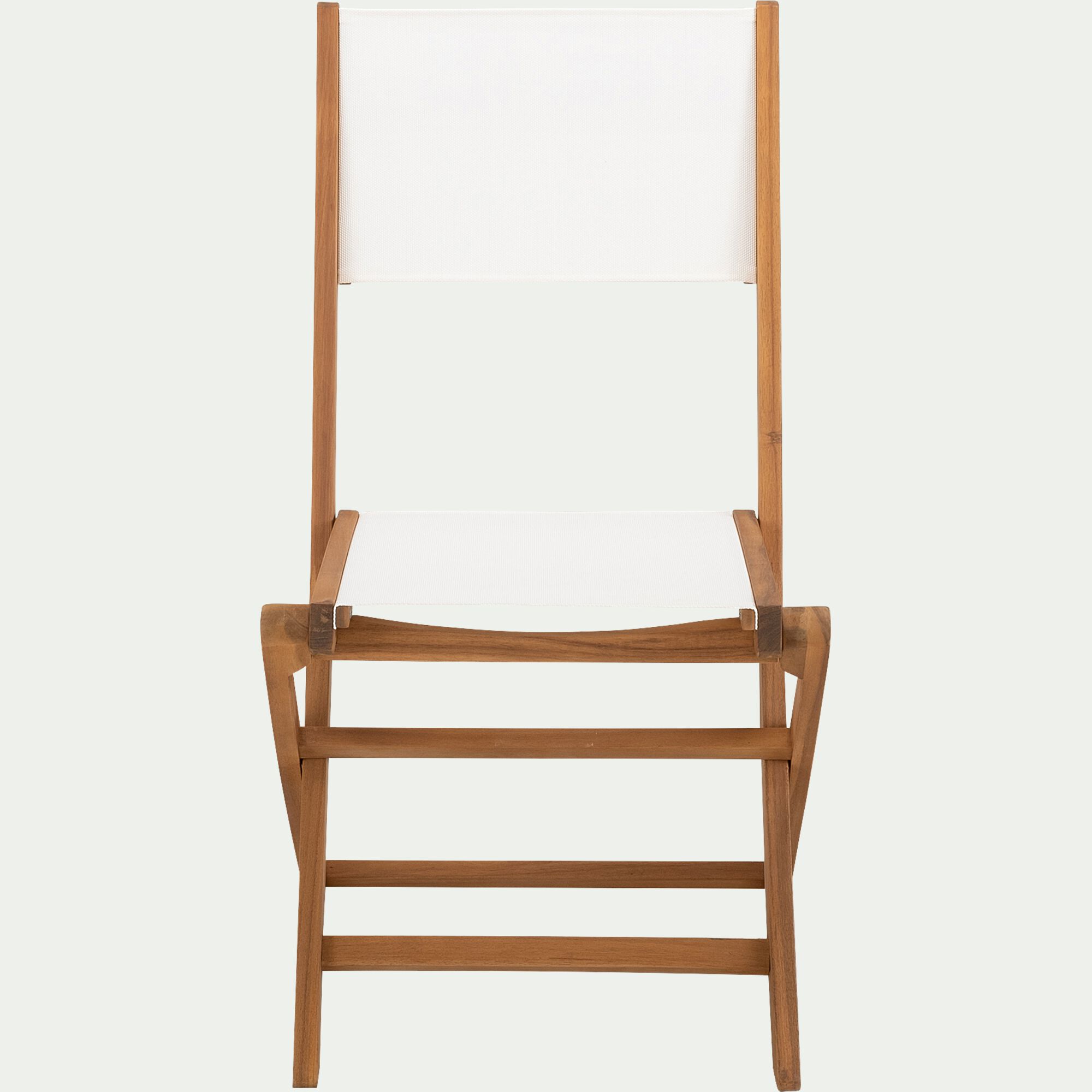 LAVISA - Chaise de jardin pliante en acacia huilé et tissu - blanc