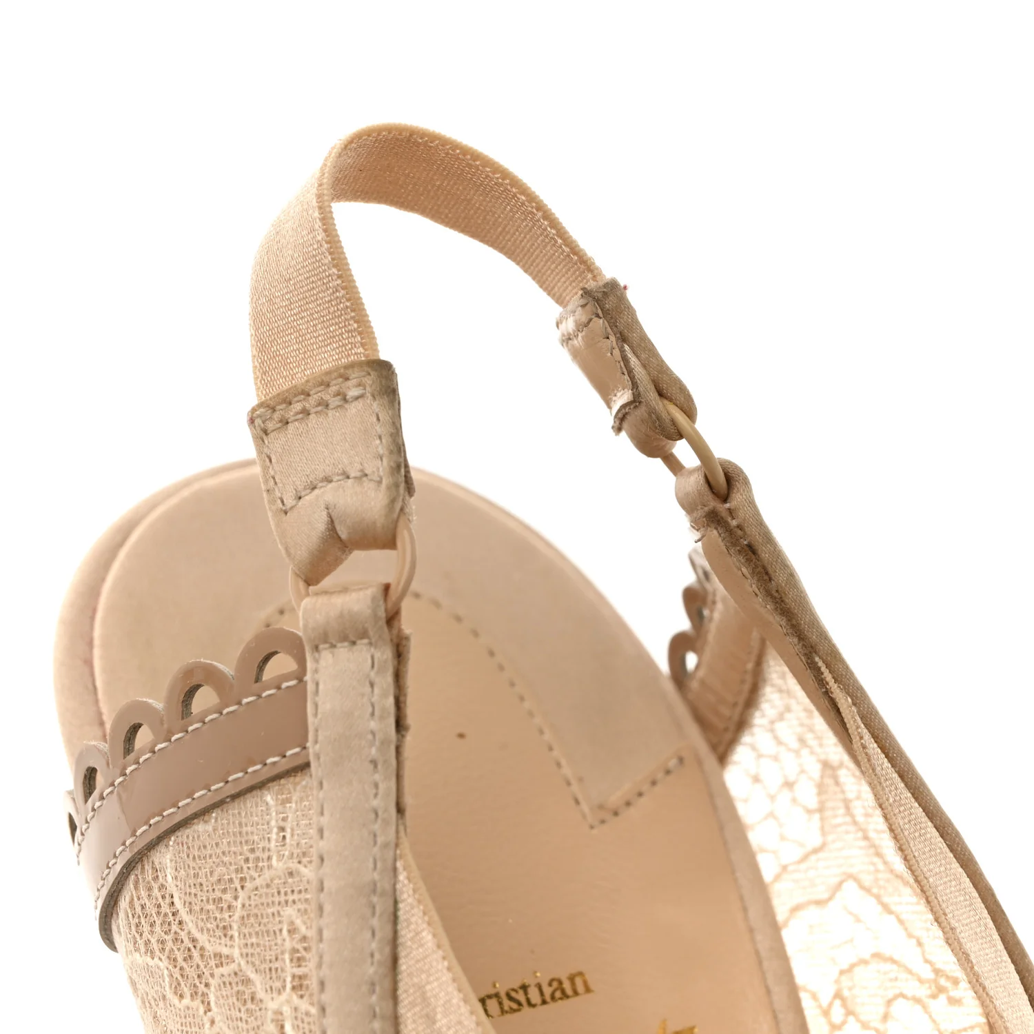 Satin Lace Chantilly Guiptik 150 Pumps 36.5 Nude - Top Club