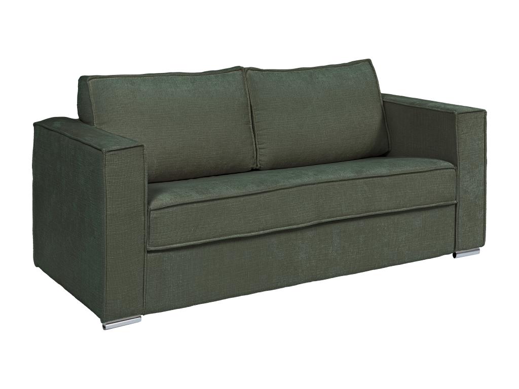 Sofá cama de 4 plazas exprés de tela texturizada verde - Somier ancho de 160 cm - Colchón de 18 cm LORETO