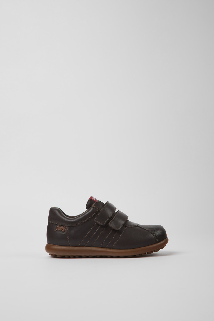 Pelotas Dark Brown Leather and Canvas Shoes for Boys