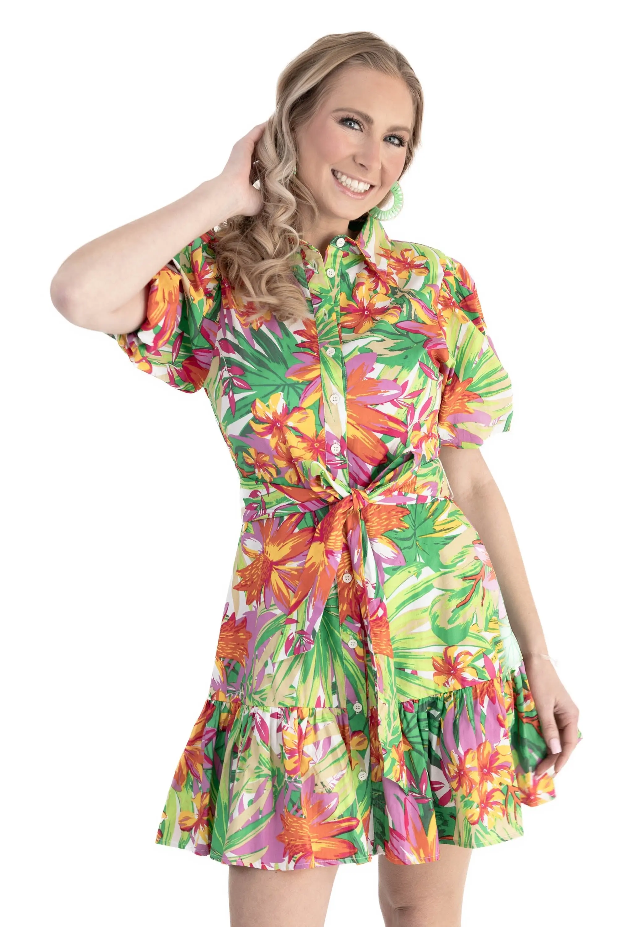 Chase Your Own Sunshine Poplin Short Floral Dress - ALJEGJ
