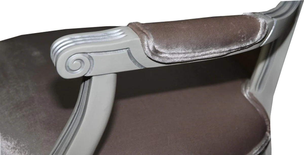 Baroque dining room chair with armrest beige / white / silver - designer chair - luxury quality