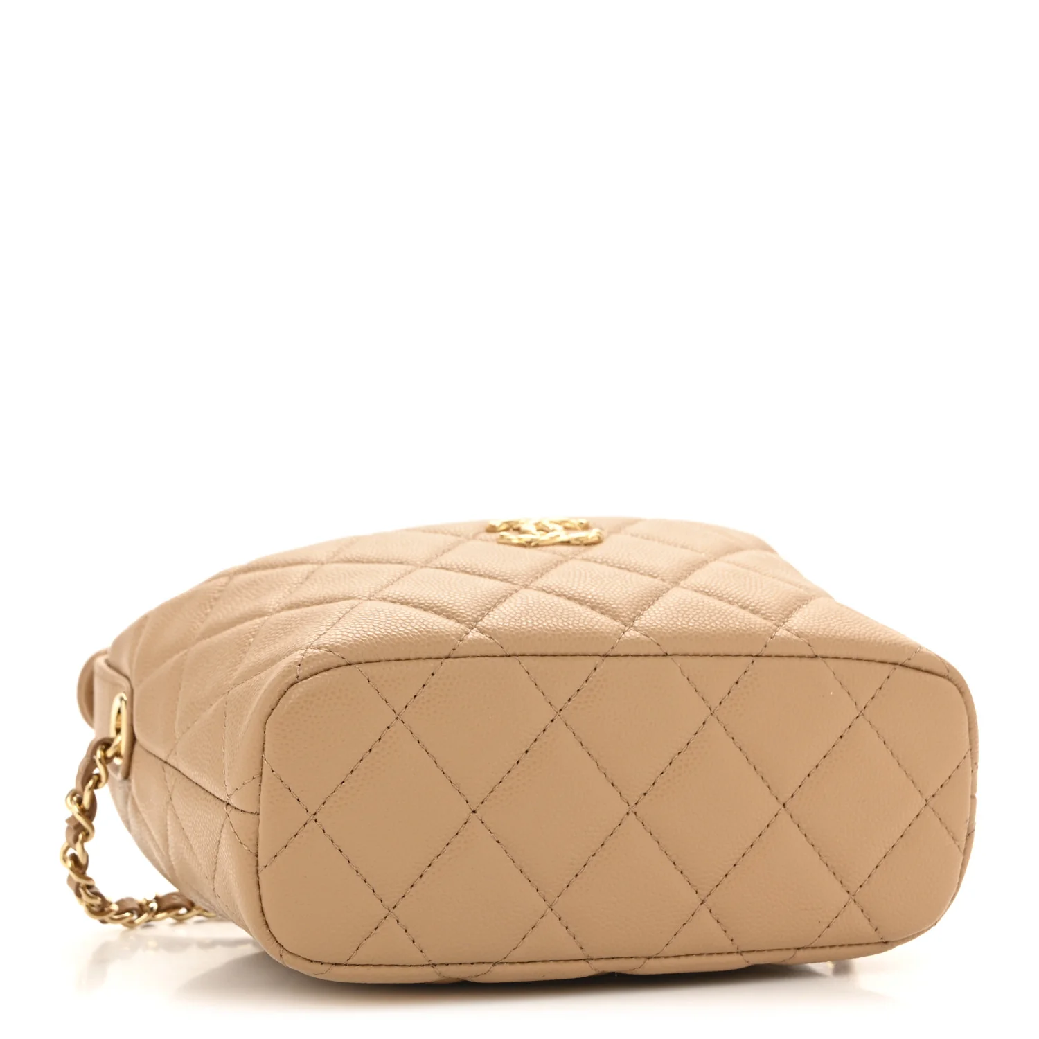 Shiny Caviar My Cush Hobo Clutch With Chain Beige - Top Club