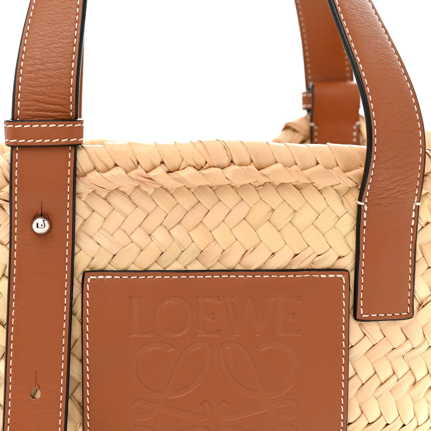Raffia Small Basket Tote Bag Natural Tan - Top Club