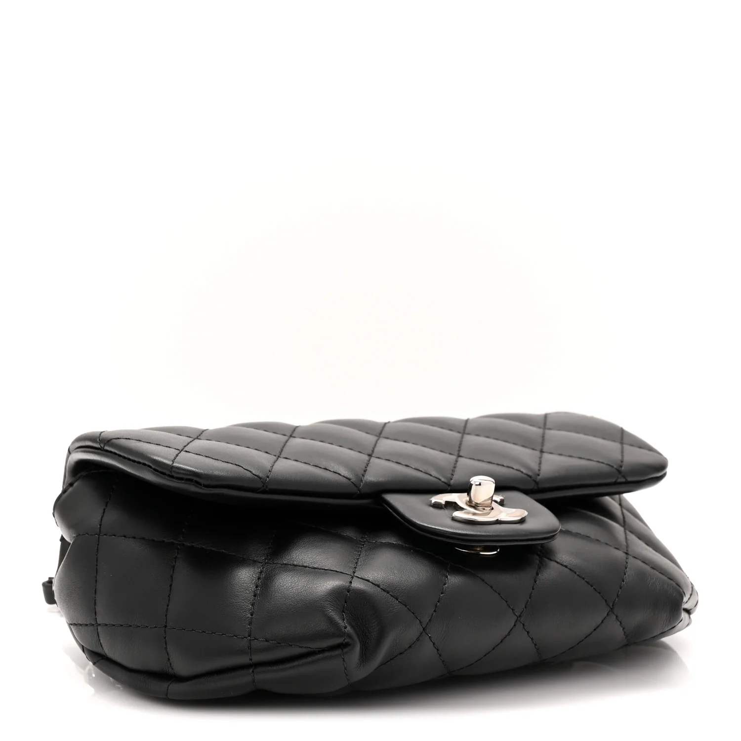 Calfskin Quilted CC Uniform Flap Belt Bag Black - Top Club