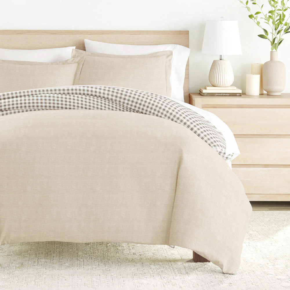 Gingham Check Pattern 3-Piece Reversible Duvet Cover Set (Sale)
