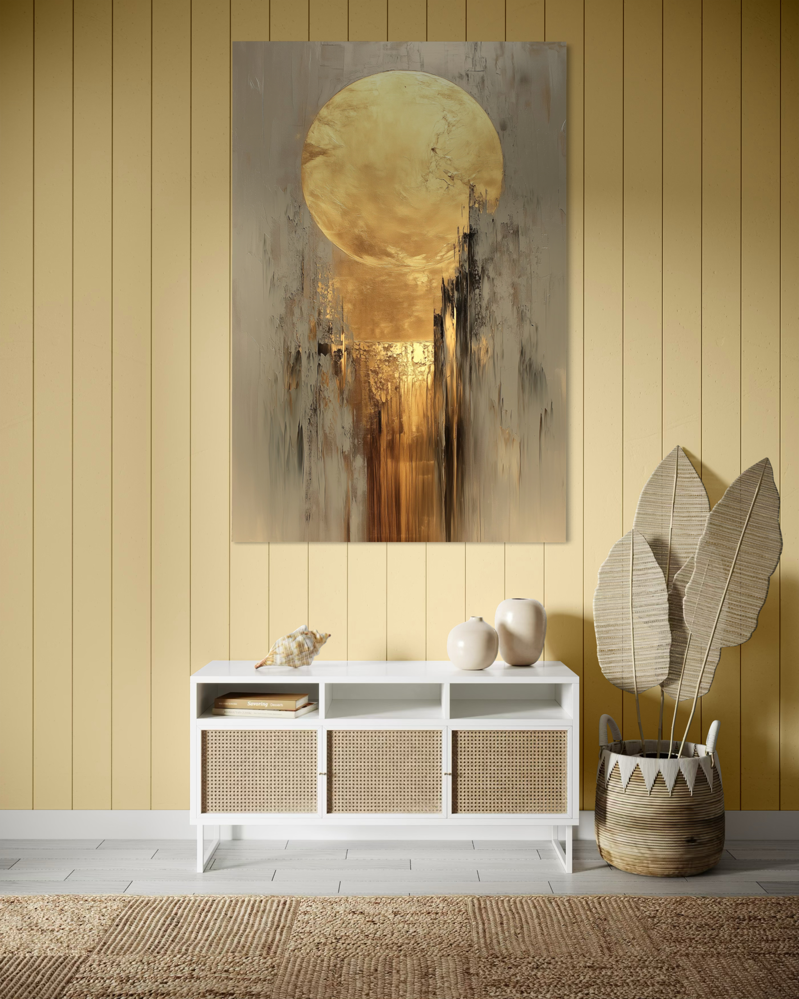 Plexiglas schilderij 'Lux Japandi Golden Sunset' 80x120cm