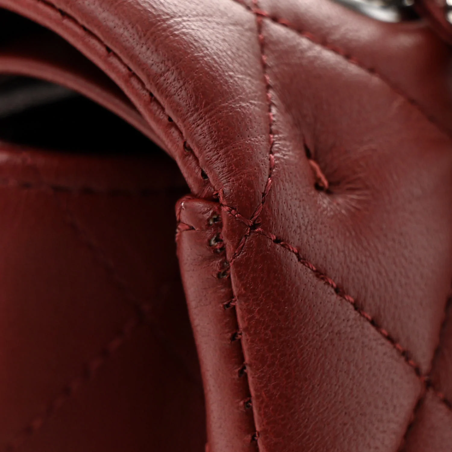Lambskin Quilted Medium Double Flap Burgundy - Top Club