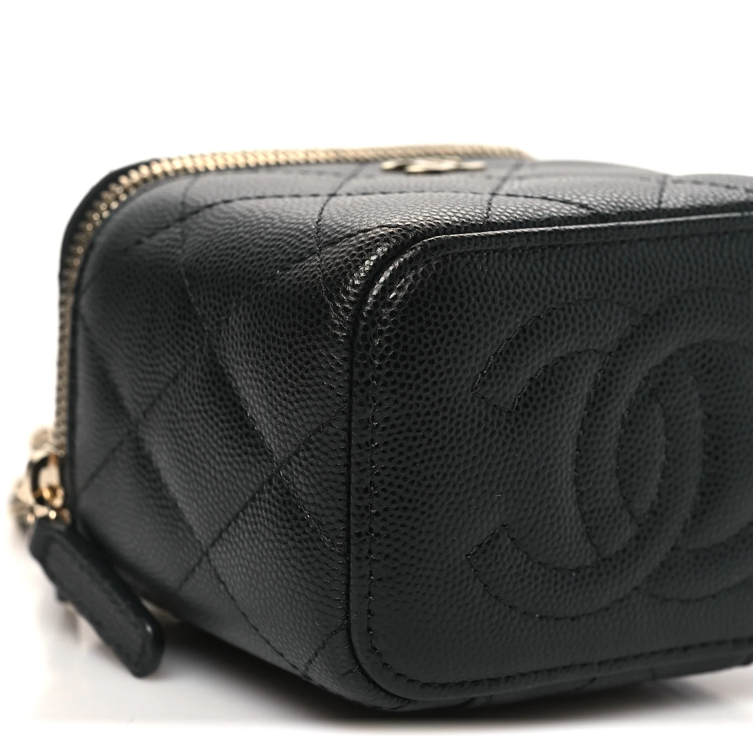 Caviar Quilted Mini Vanity Case With Chain Black - Top Club