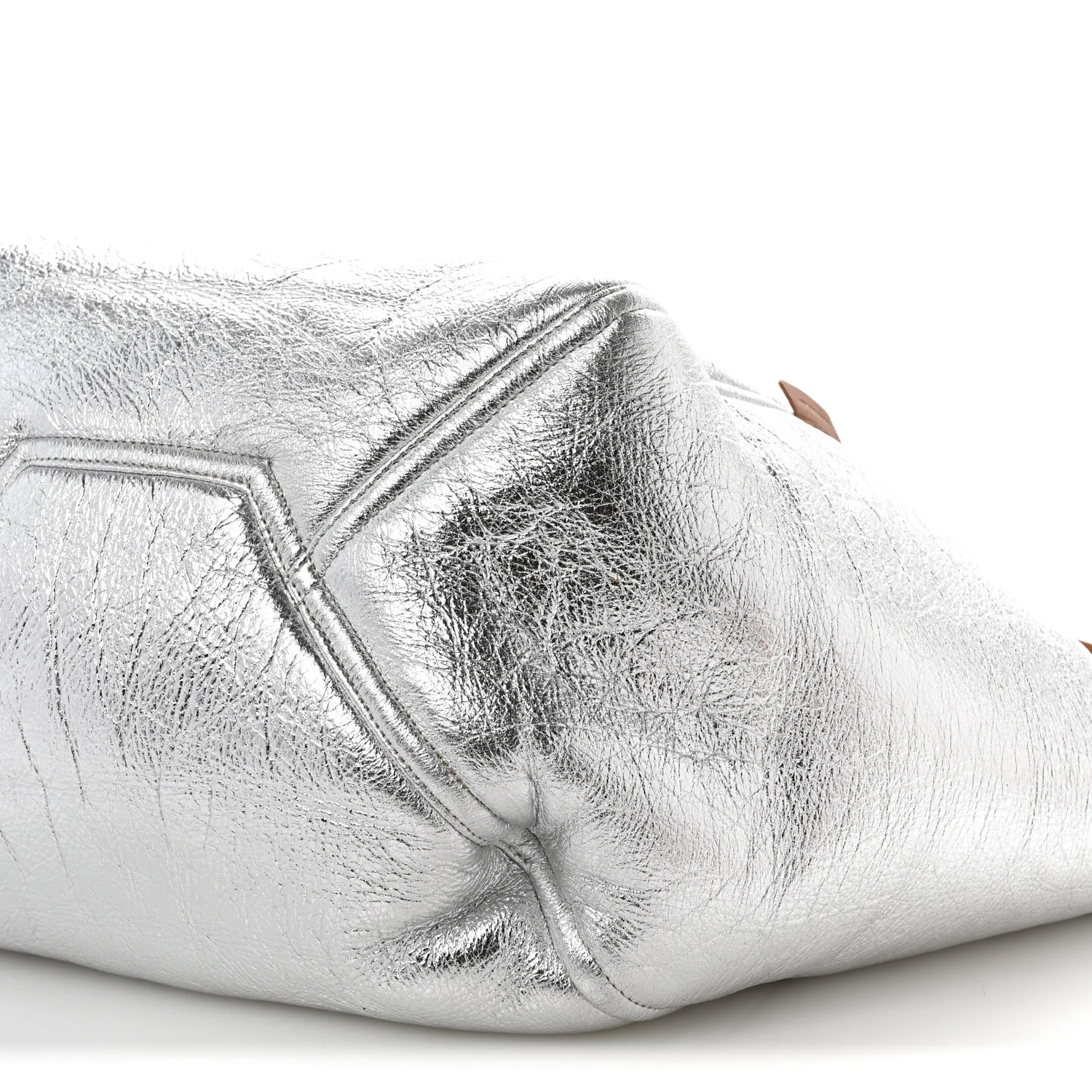 Metallic Lambskin Shearling Medium Phantom Cabas Reversible Tote Natural Silver - Top Club