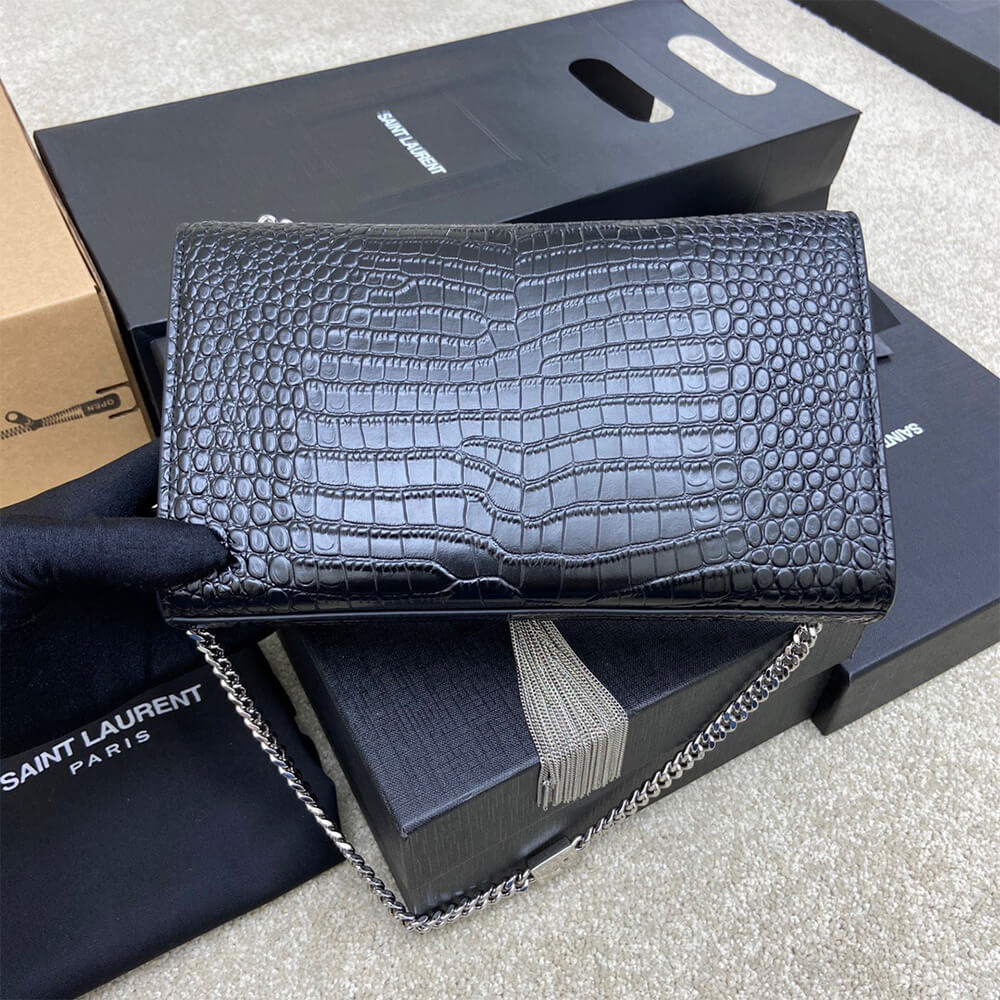 YSL kate medium tassel in crocodile-embossed leather - Top Club