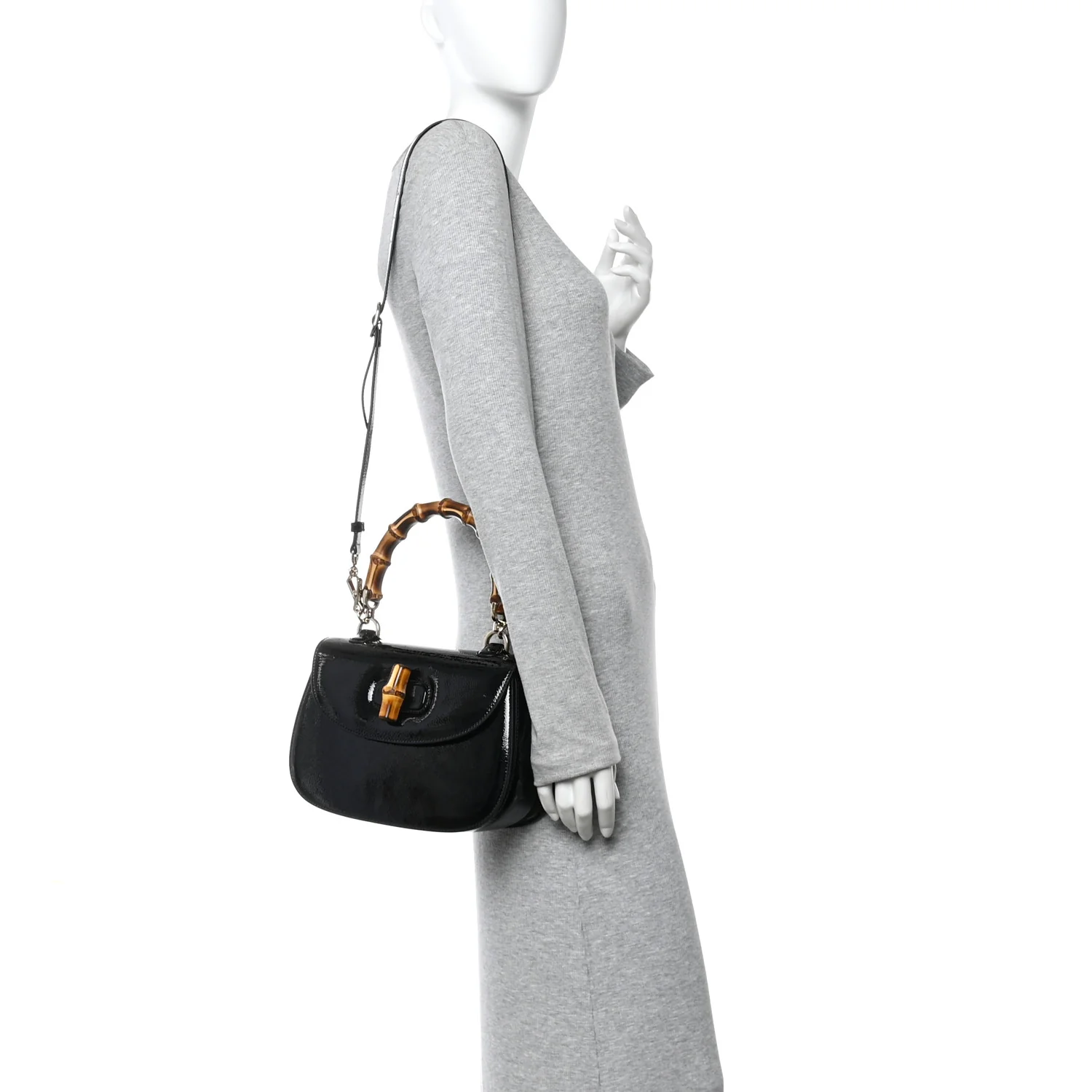 Skipper Calf Web Medium Bamboo 1947 Top Handle Bag Black