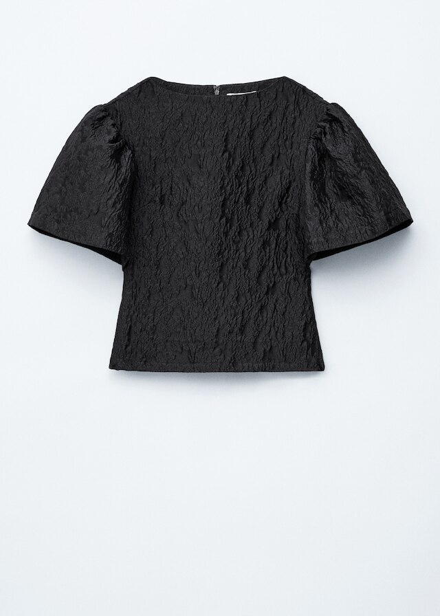 & Other Stories JACQUARD PUFF-SLEEVE TOP