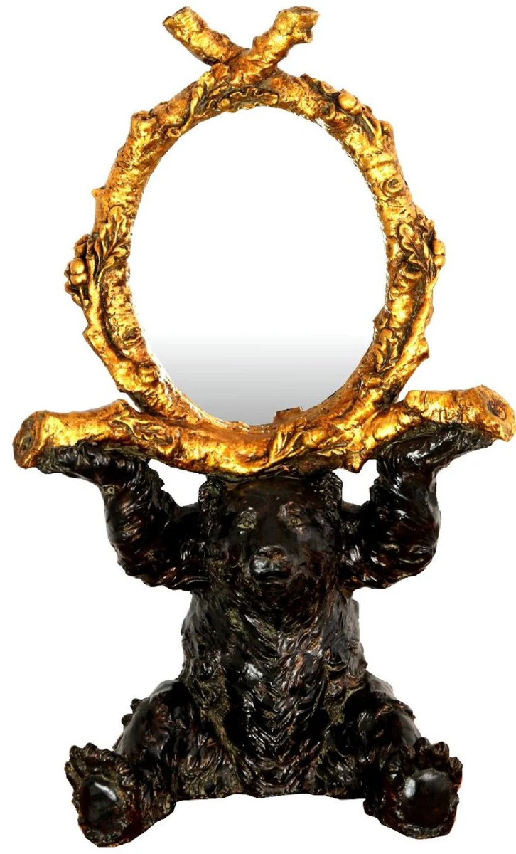 Baroque table mirror bear black / gold 36 x H. 58 cm - standing mirror - make-up mirror - cosmetic mirror - decorative mirror in the baroque style