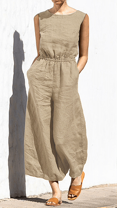 Women's Solid Color Loose Elegant Casual Sleeveless Jumpsuit - Nordfashionstorm - Women's Clothing, Fashion for You - Nordfashionstorm.com