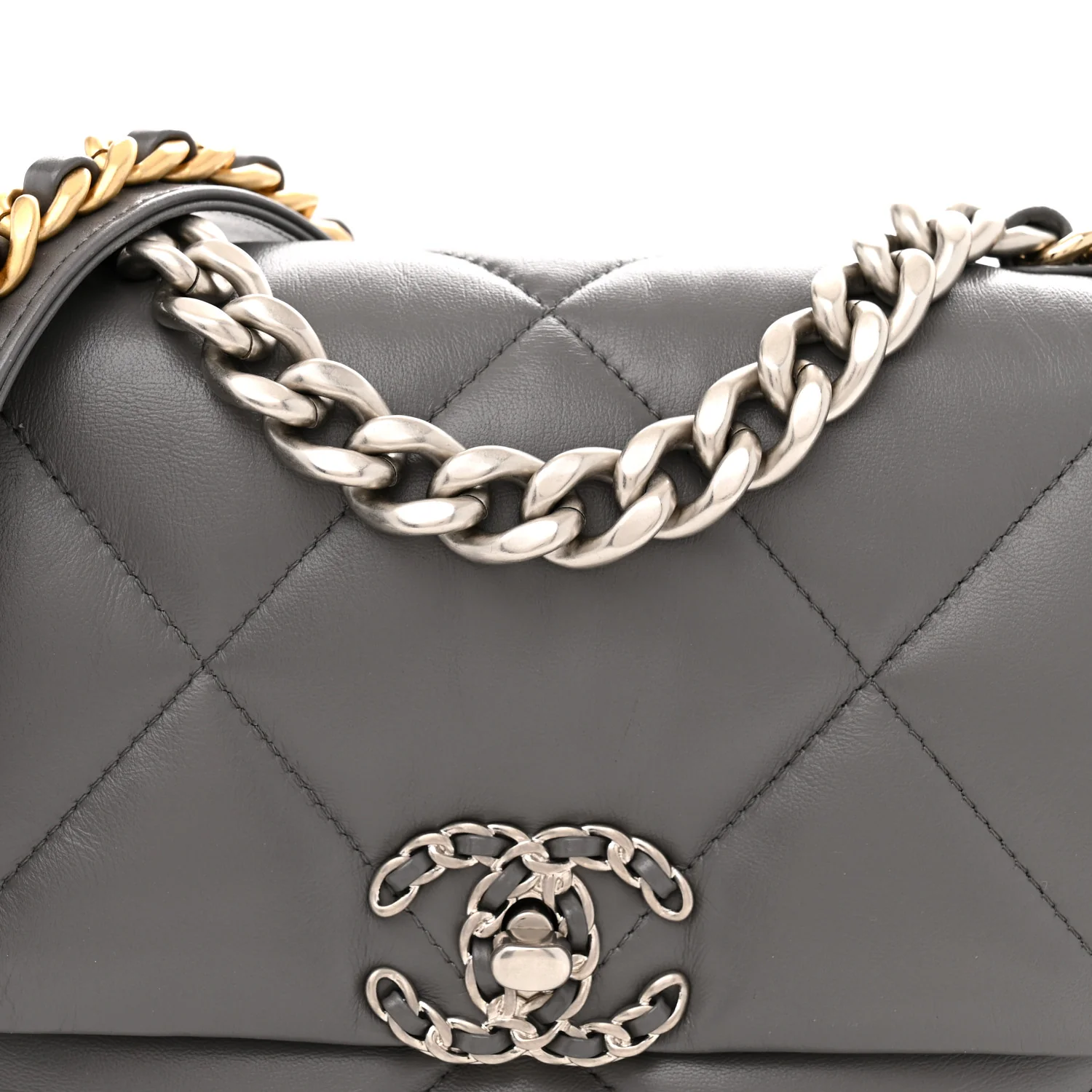 Lambskin Quilted Medium Chanel 19 Flap Dark Grey - Top Club