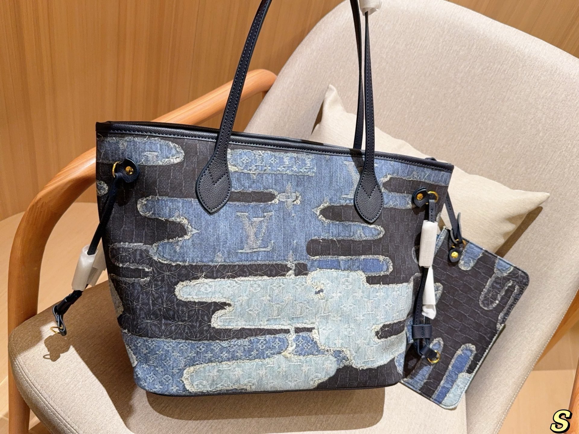 Louis new arrival denim neverfull tote bag size:32 cm - Top Club
