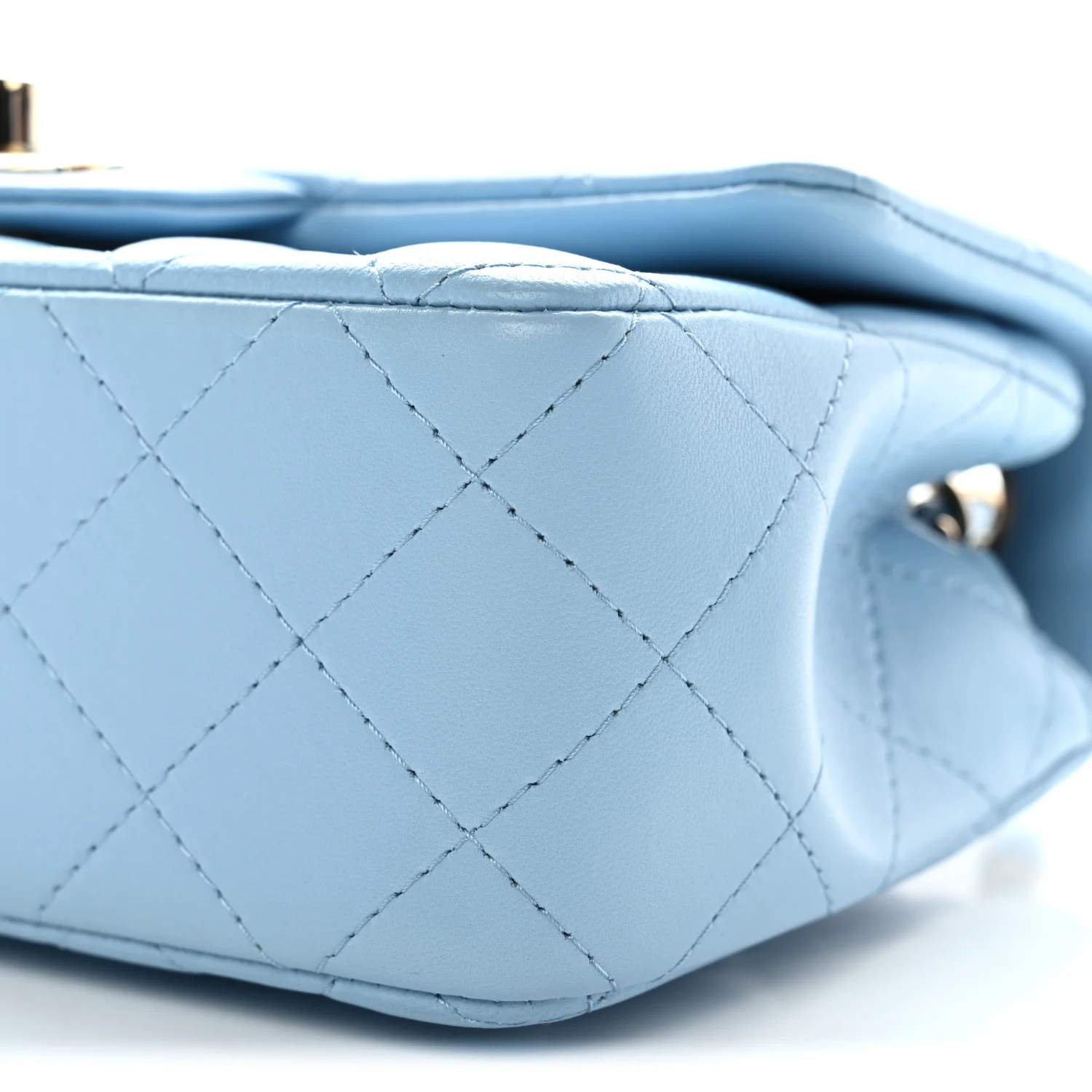 Lambskin Quilted Mini Rectangular Flap Light Blue - Top Club