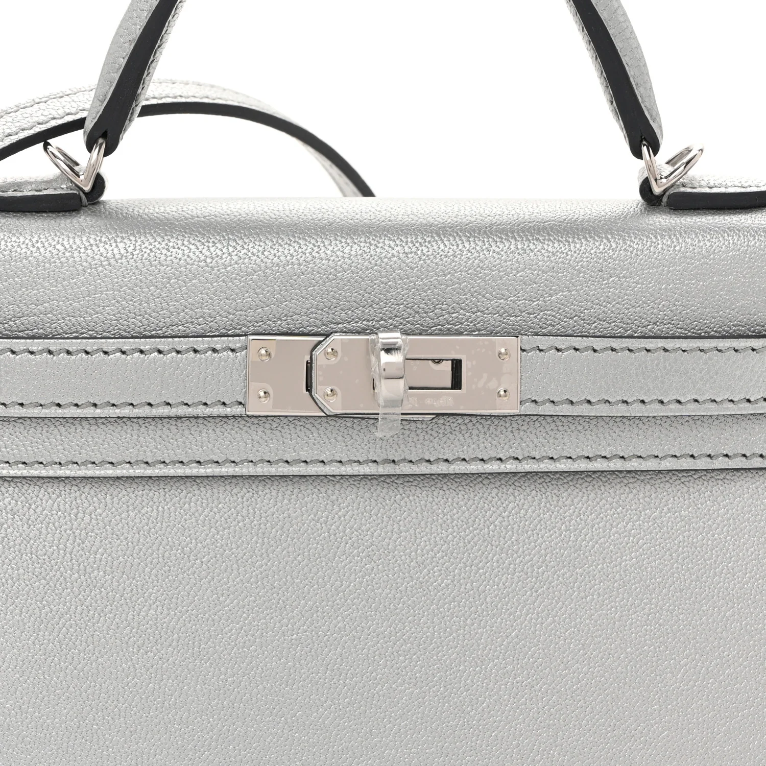 Metallic Chevre Chamkilight Mini Kelly Sellier 20 Argent - Top Club