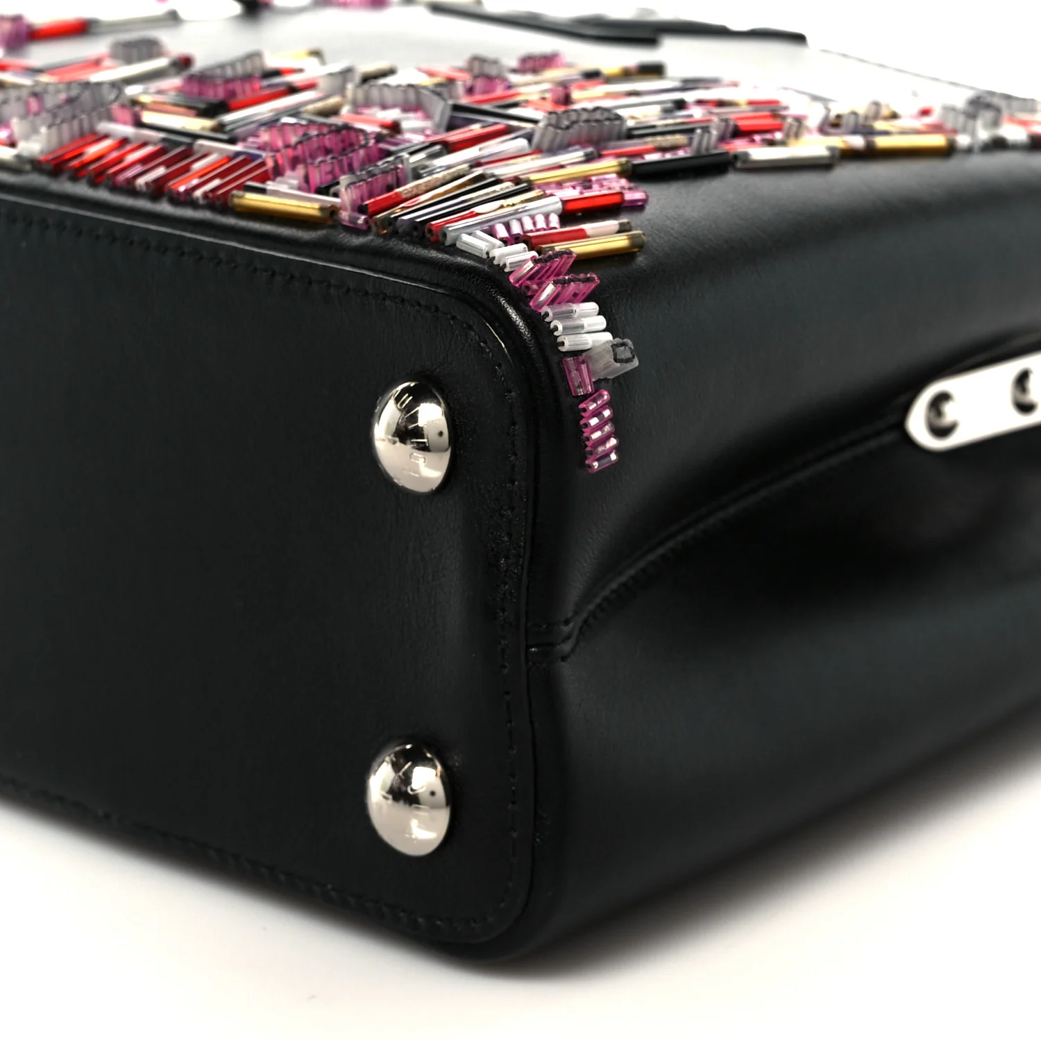Calfskin Karung Beaded Shanghai Skyline Capucines BB Black - Top Club