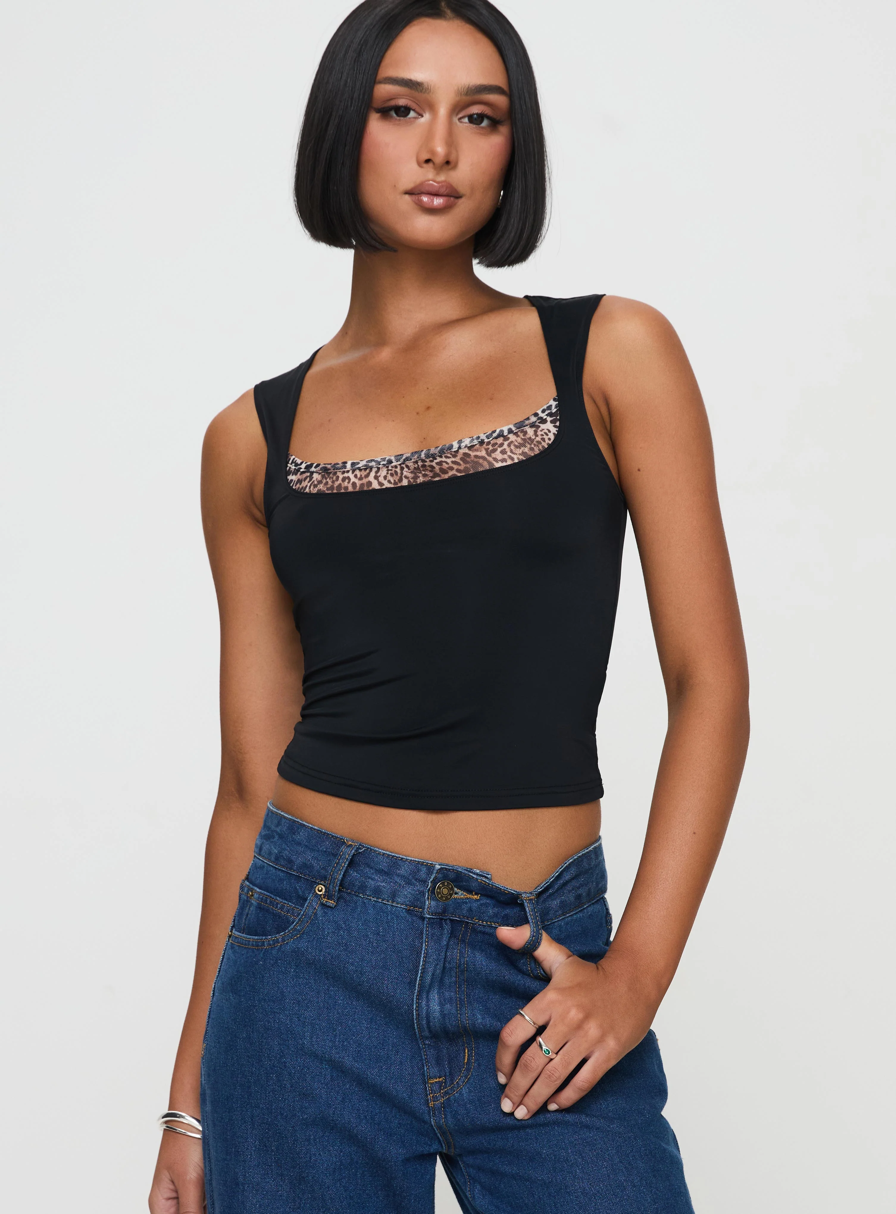 Xandi Top Black Leopard