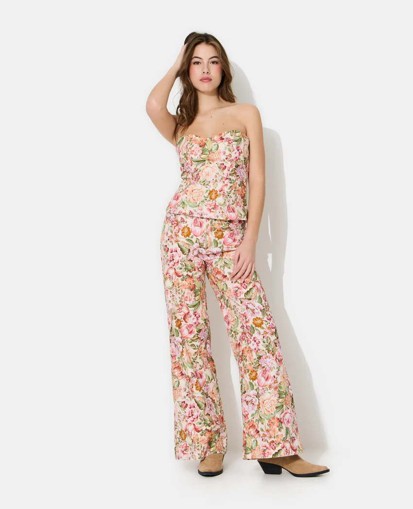 Pimkie Top bustier motif fleurs façon tapisserie