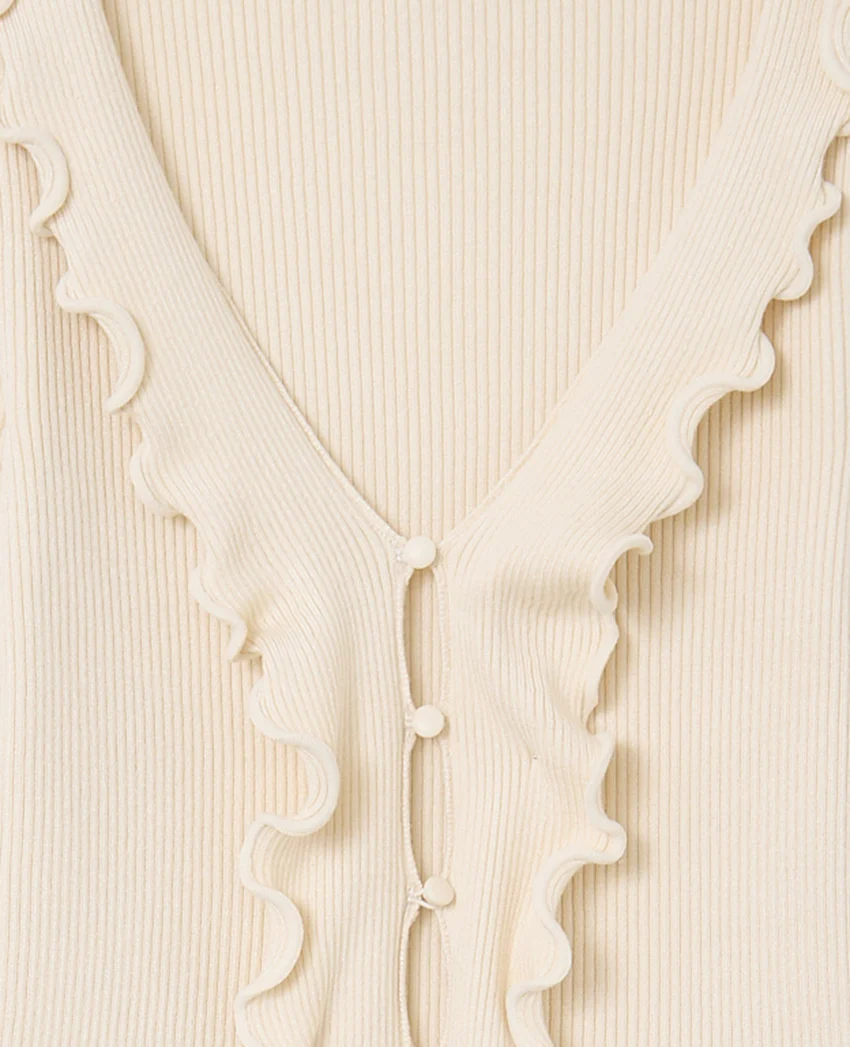Pimkie Gilet maille côtelée avec volants et bords ondulés