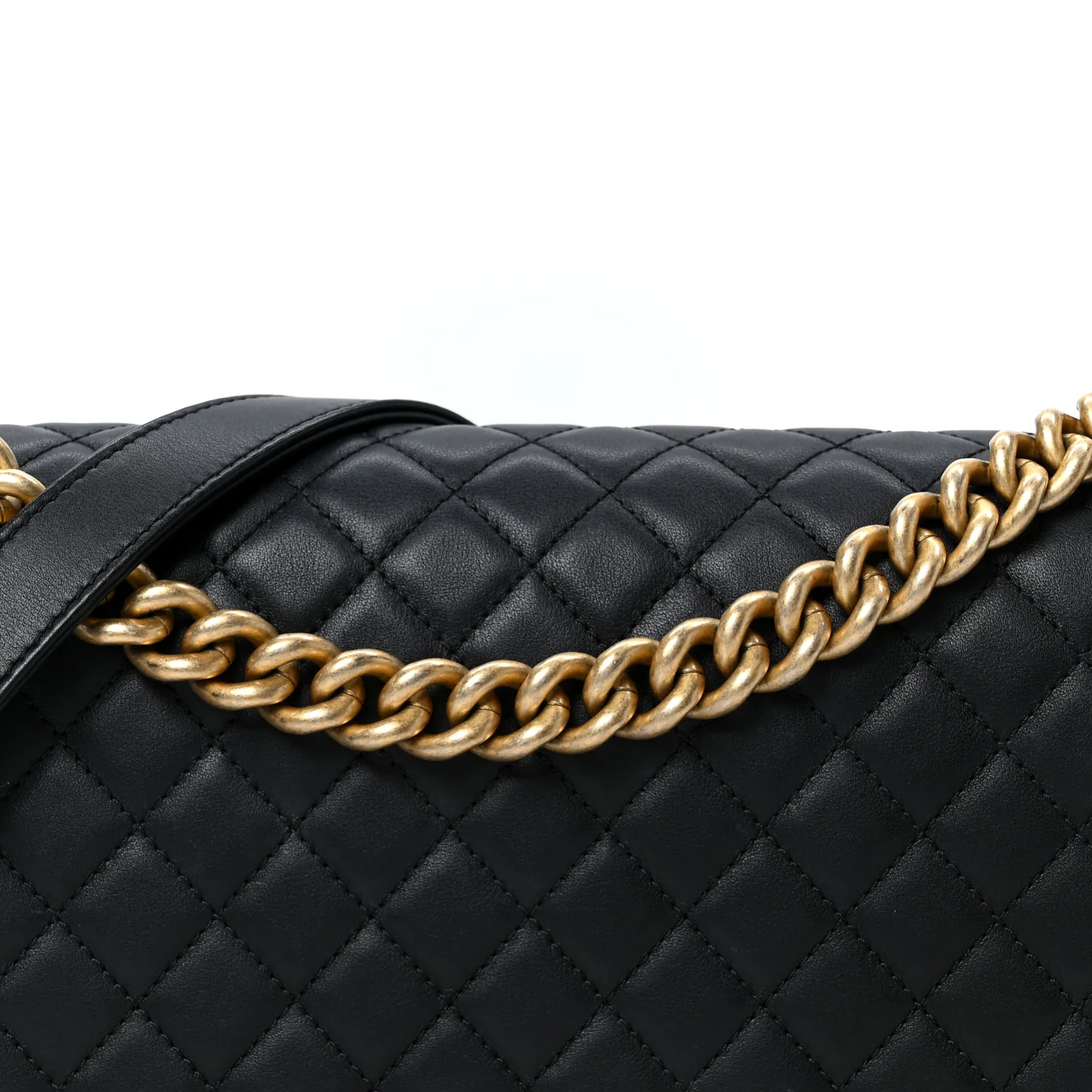 Calfskin Quilted New Medium Boy Flap Black - Top Club