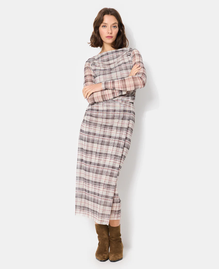 Pimkie Jupe longue en résille effet porte-feuille motif carreaux