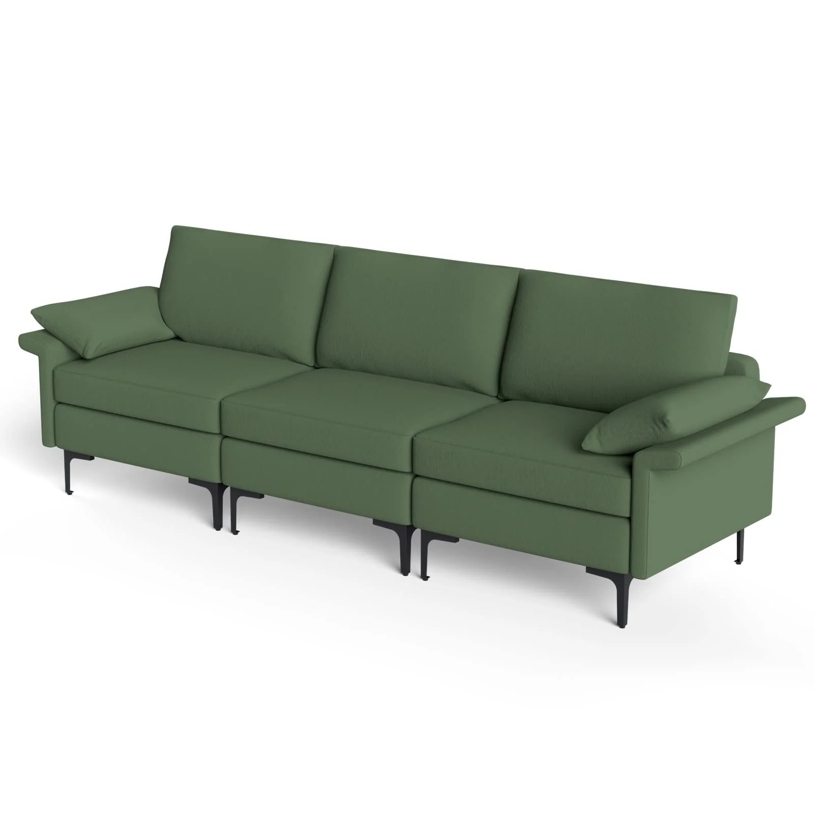 BEFOUNDLOVELY 100.5 Inch Large Sectional Sofa, 3 Seat Couch with 3-Hole Outlet & 2 USB Ports