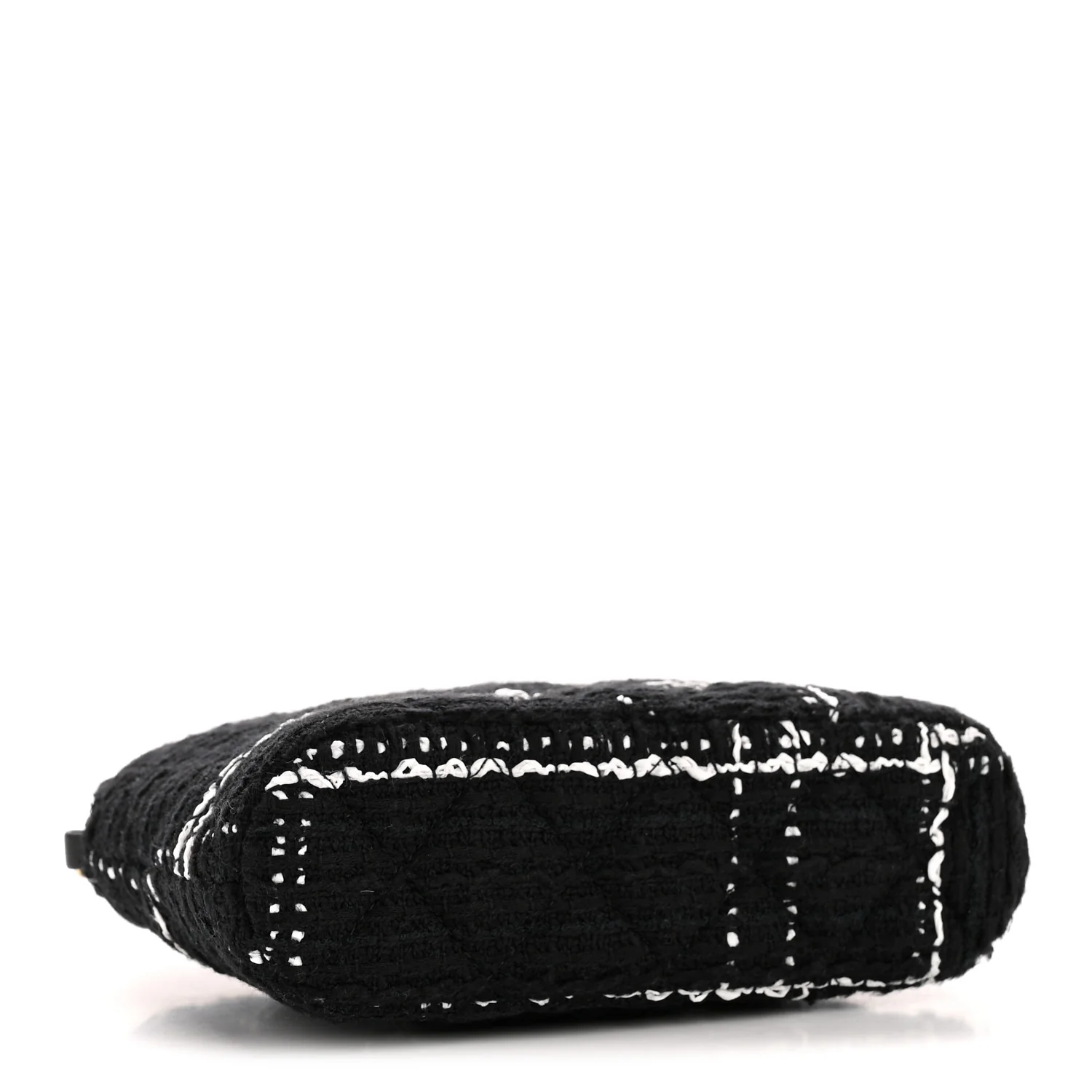 Tweed Quilted Mini Clutch With Chain Black White - Top Club