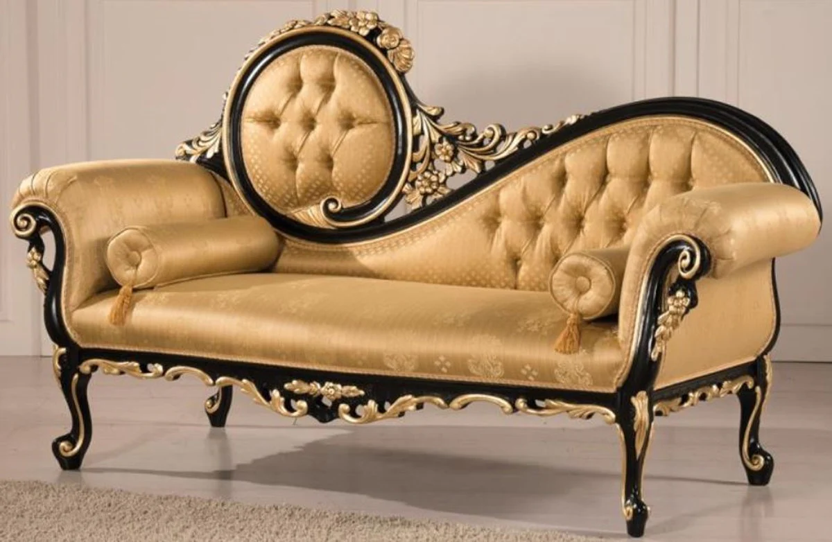 Luxury Baroque Living Room Set Gold / Black - 2 Sofas & 1 Coffee Table & 2 Side Tables - Living Room Furniture in Baroque Style - Noble Baroque Furniture