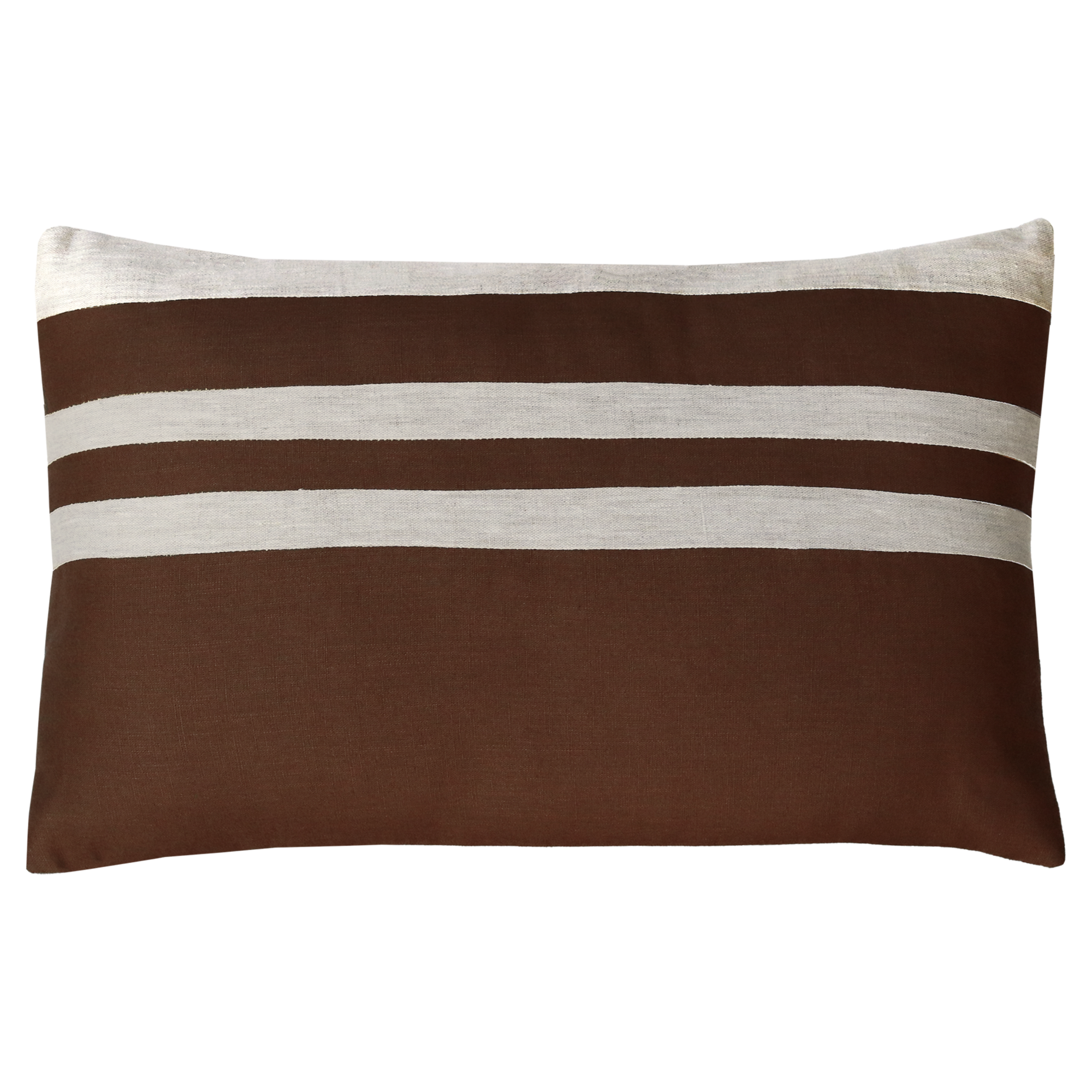 Sierkussen linnen 3 streep kiezel 56x38 cm dark choco