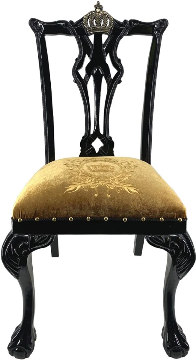 Pompöös by Luxury Baroque Dining Room Chairs Gold / Black - Pompöös Baroque Chairs designed by Harald Glööckler - 6 Dining Room Chairs - Baroque Dining Room Furniture