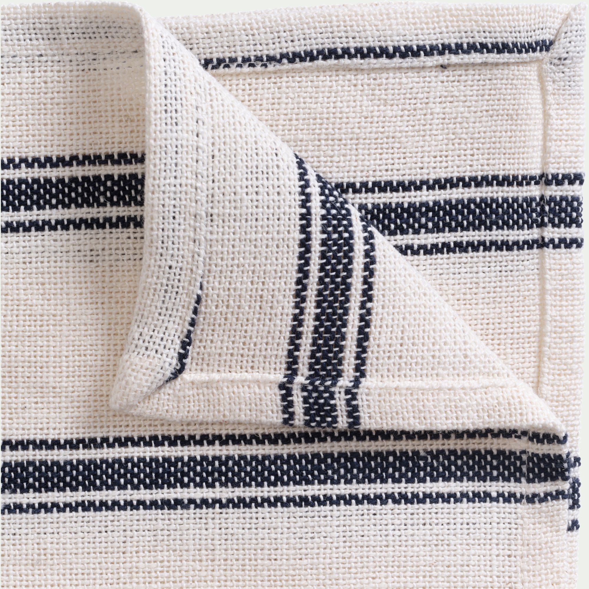 PASSO - Lot de 4 serviettes de table en lin et en coton - blanc et noir 41x41cm