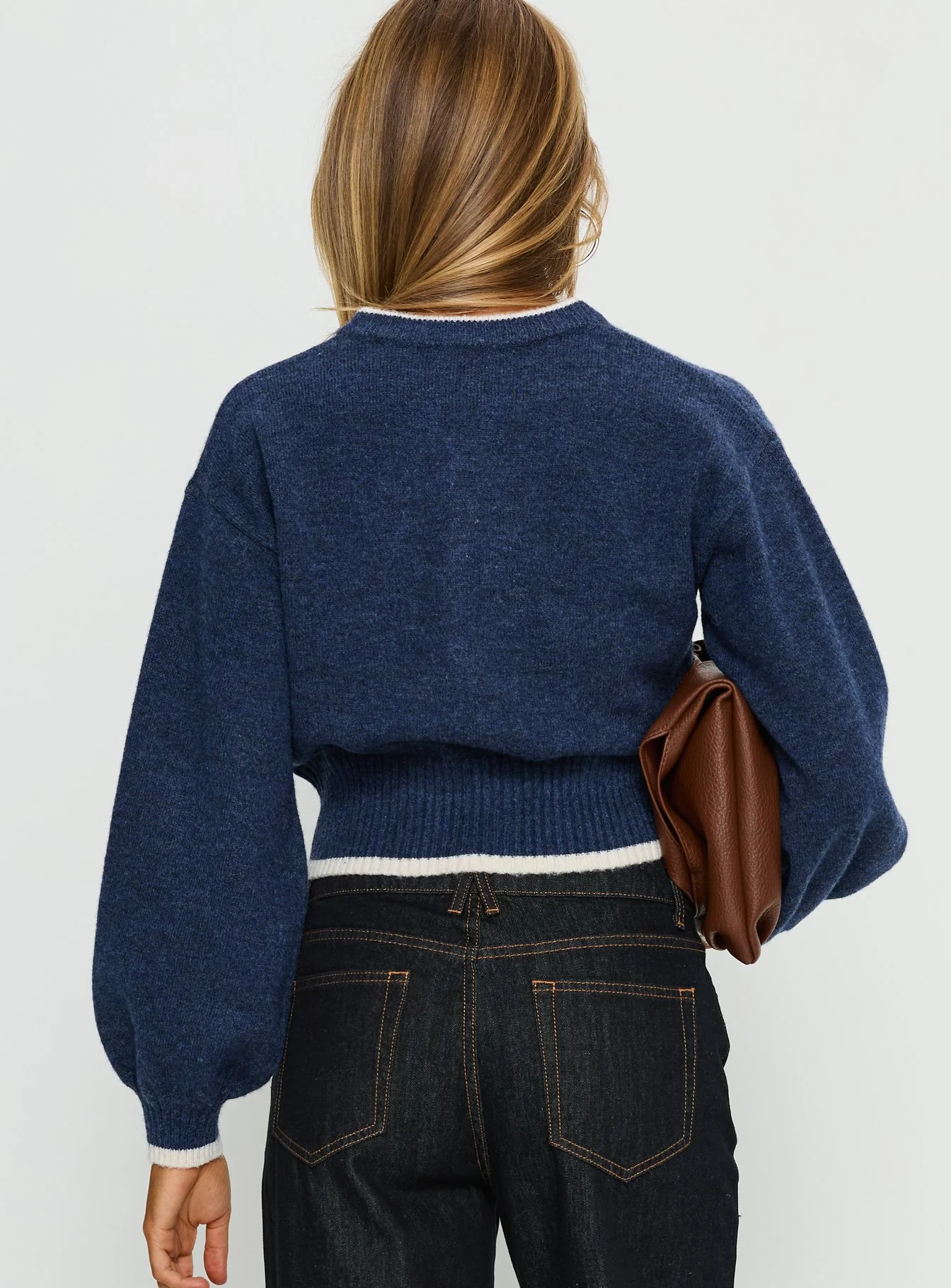 Amandi Zip Through Knit Jumper Navy / Cream
