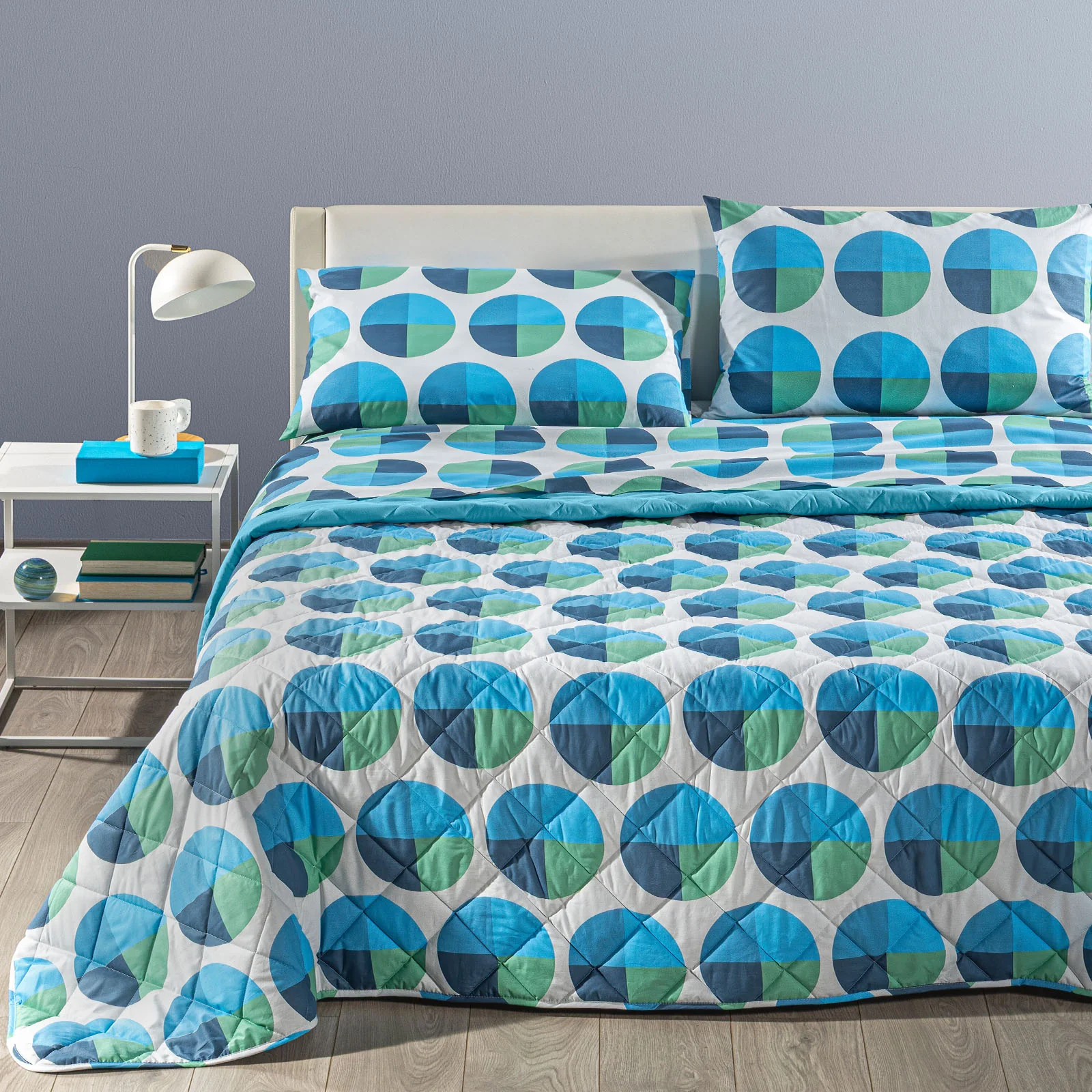 Copriletto Trapuntato In Cotone Bob Piazza E Mezza Blu New Generation