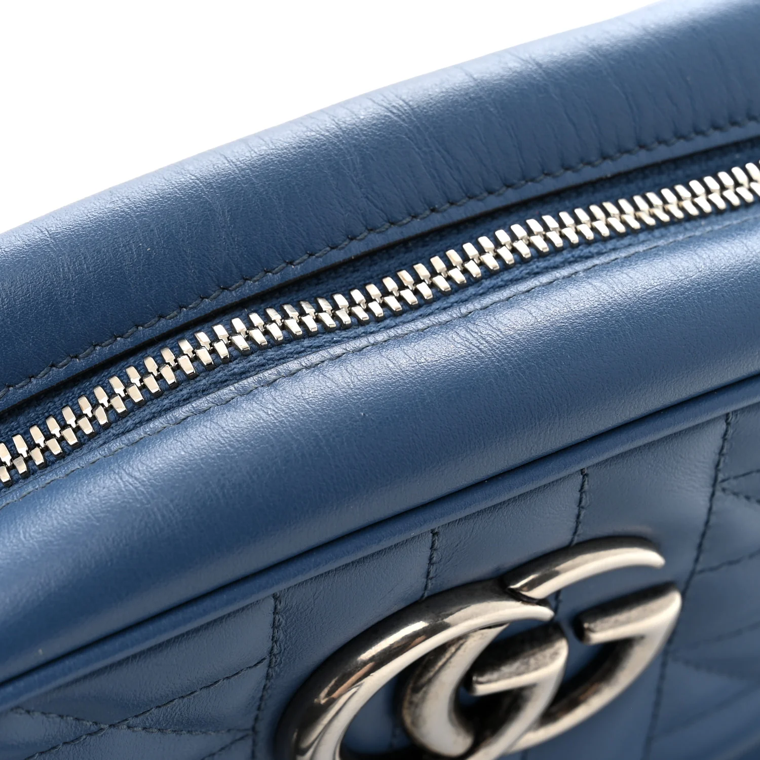Calfskin Matelasse Aria Small GG Marmont Chain Shoulder Bag Clear Blue - Top Club
