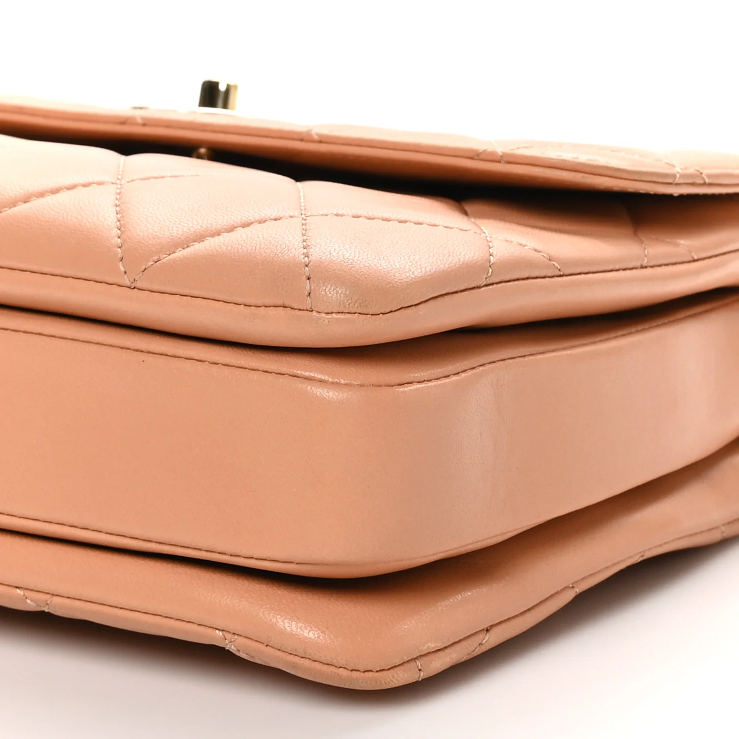Lambskin Quilted Small Trendy CC Dual Handle Flap Bag Camel - Top Club