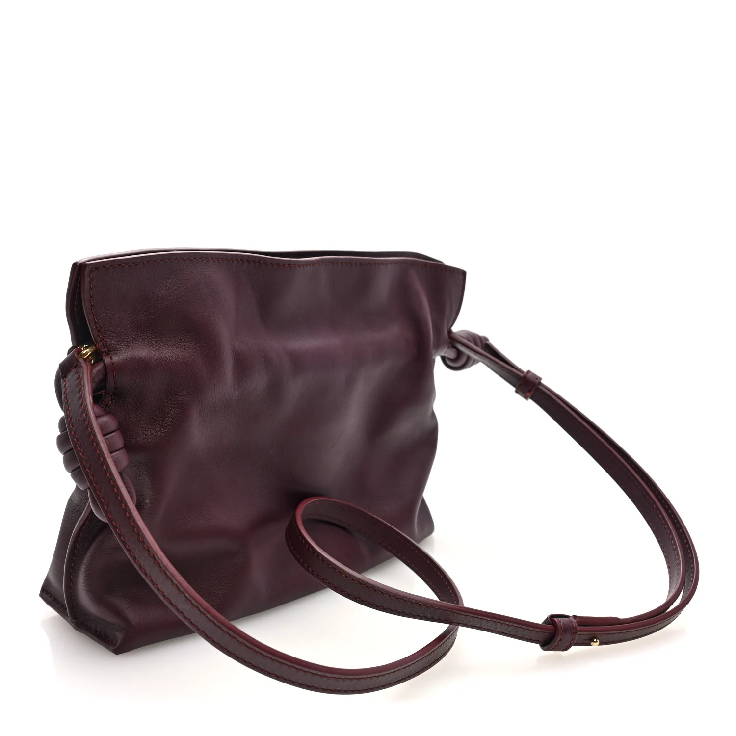 Calfskin Mini Flamenco Knot Clutch Dark Burgundy - Top Club