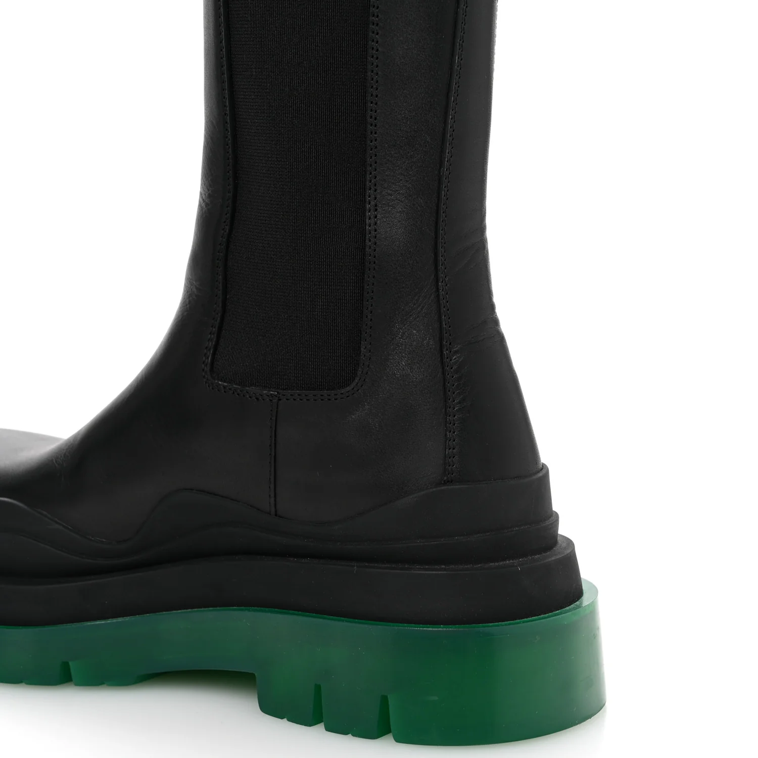 Calfskin The Tire Chelsea Boots 35 Black Green - Top Club