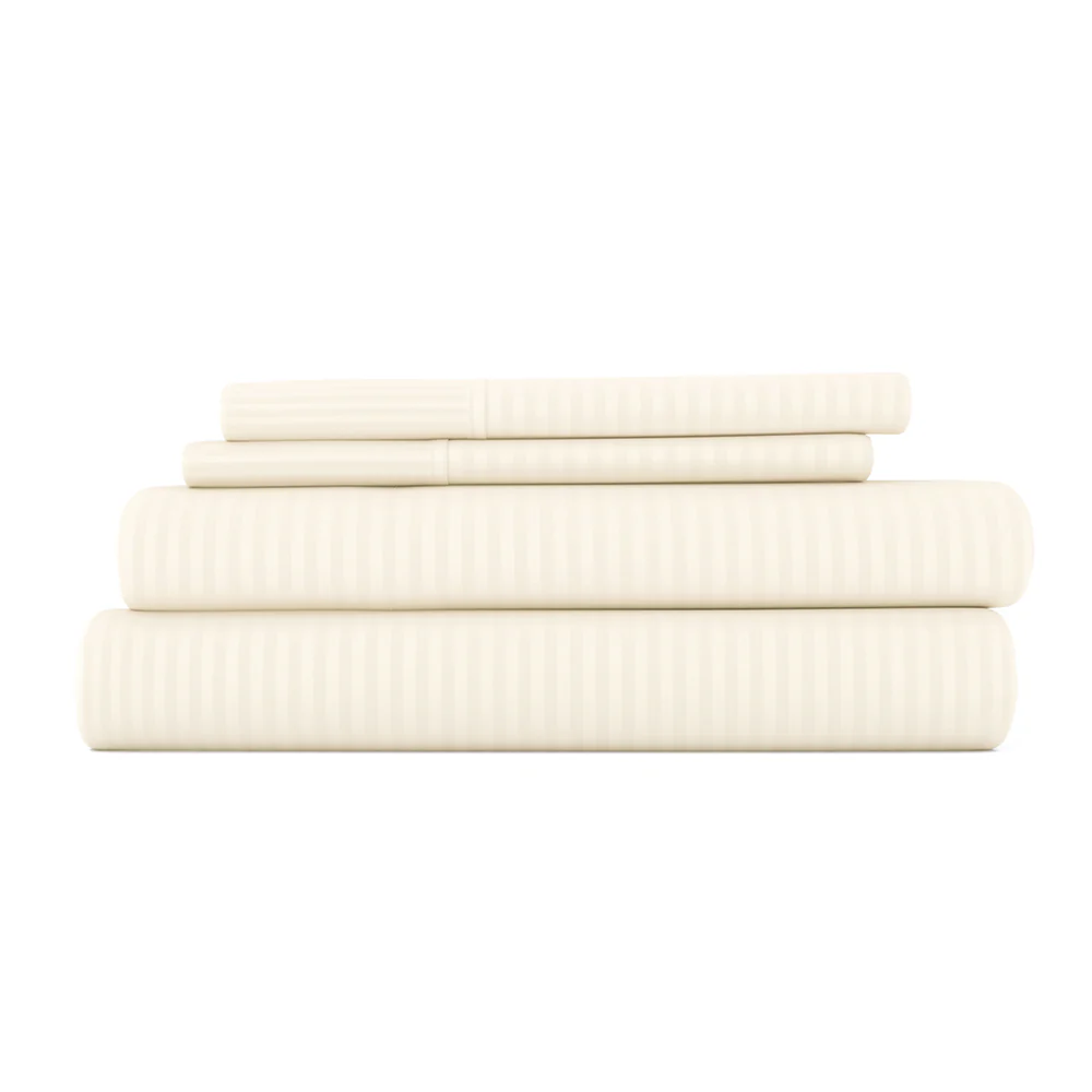 Striped Embossed 4-Piece Sheet Set