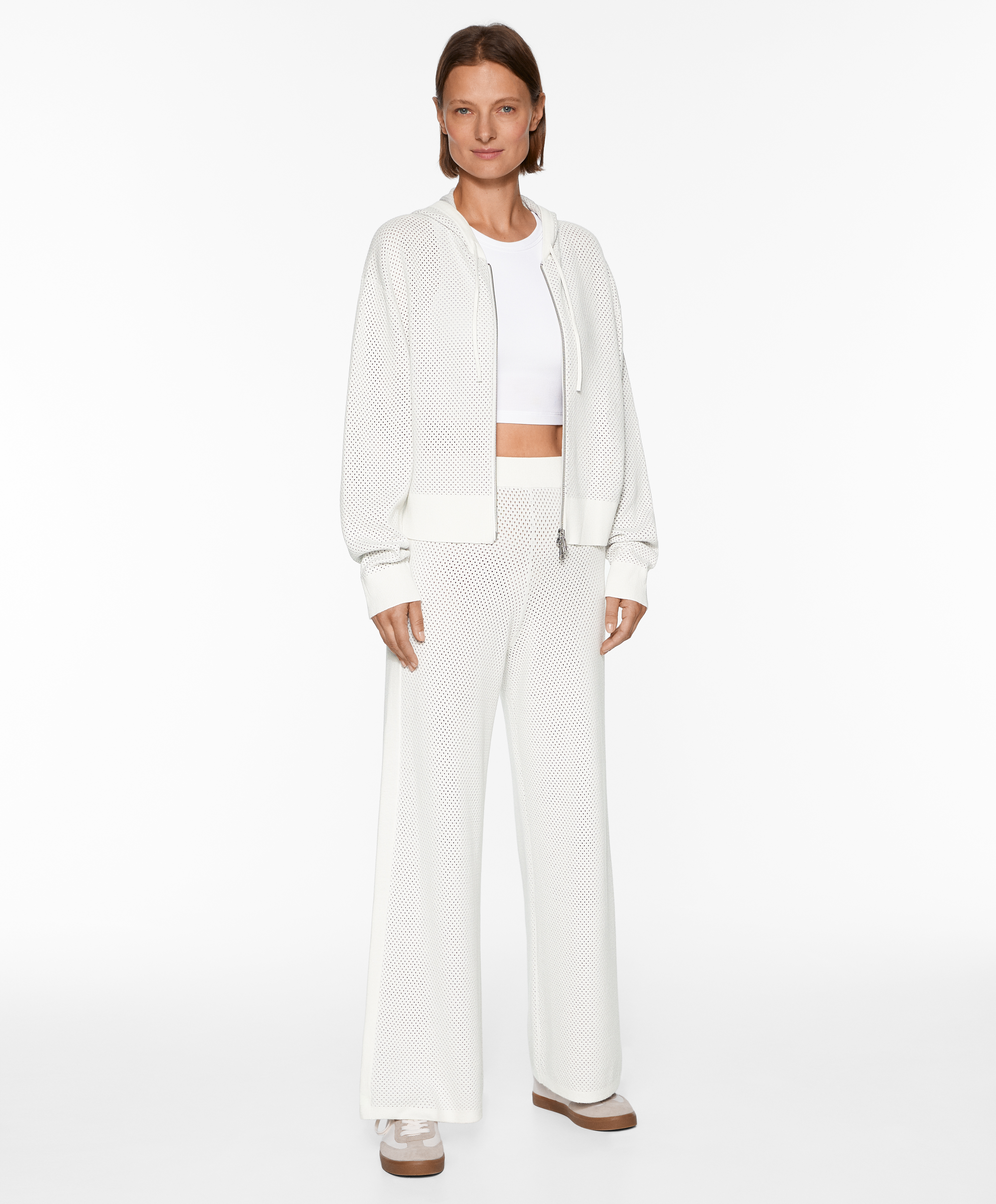 OYSHO Openwork knit straight-leg trousers
