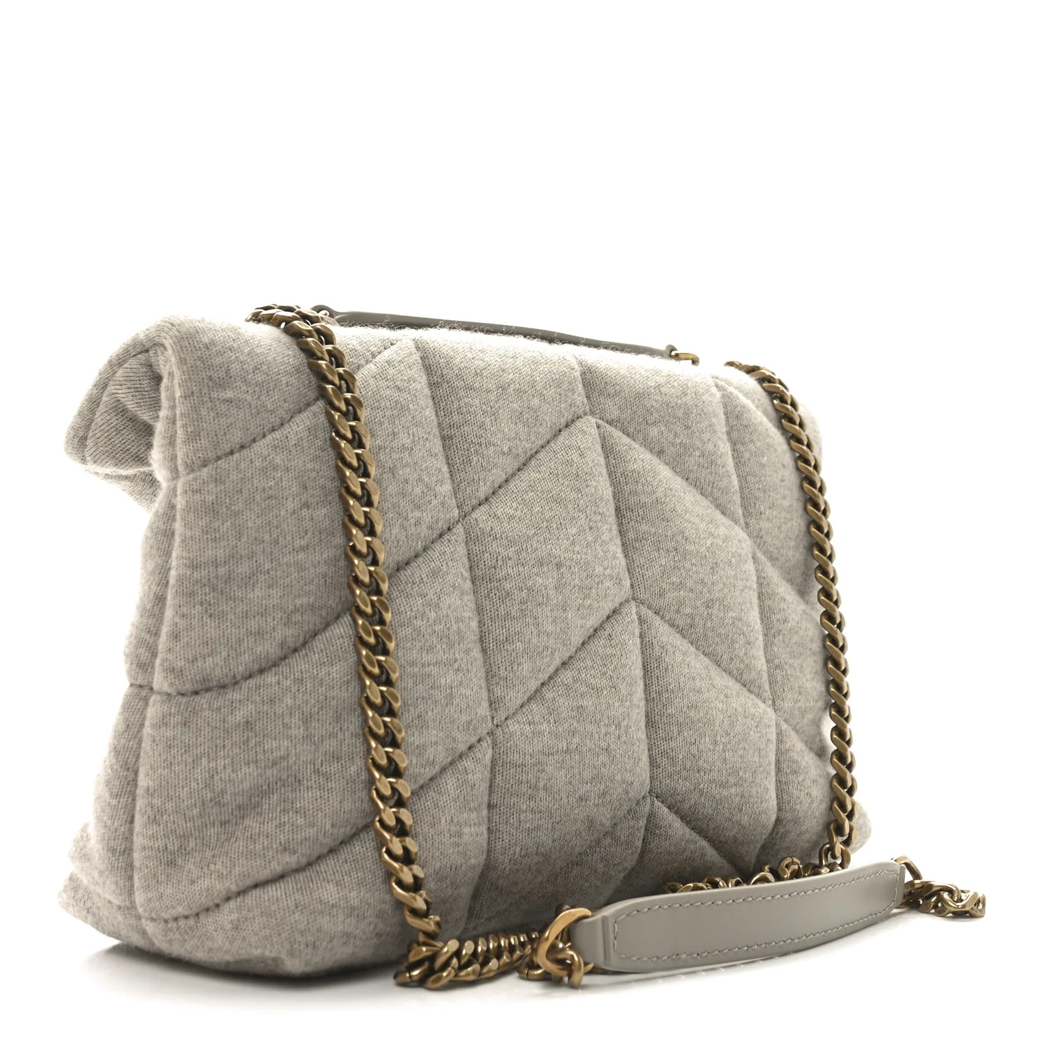 Jersey Quilted Toy Loulou Puffer Monogram Chain Satchel Chalk Beige - Top Club