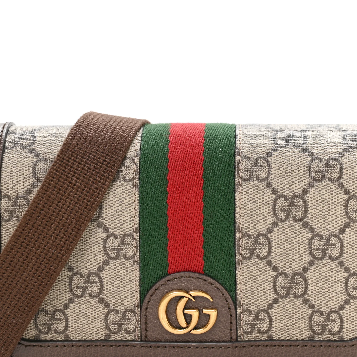 GG Supreme Monogram Web Mini Ophidia Flap Shoulder Bag Brown - Top Club